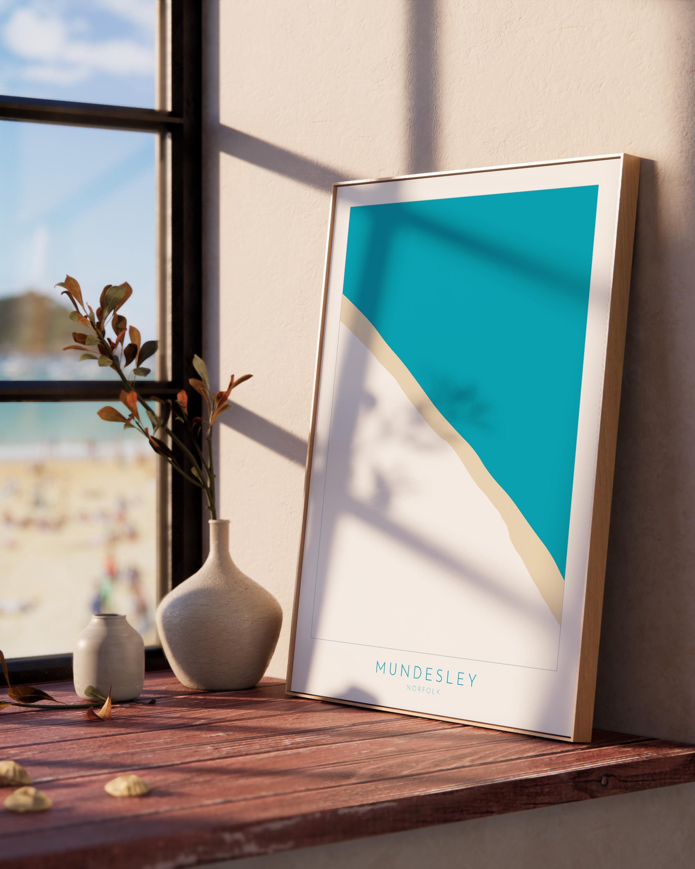 Mundesley Map Art - Mundesley Beach, Norfolk Map, Norfolk Beach, Norfolk Art, North Norfolk