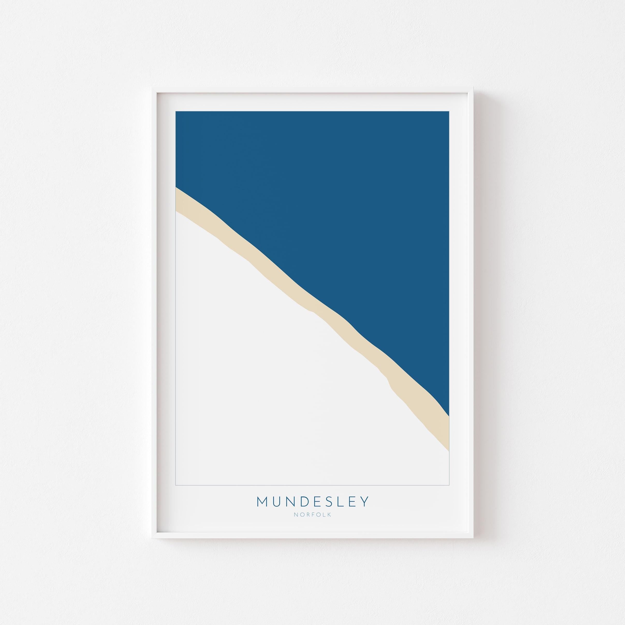 Mundesley Map Art - Mundesley Beach, Norfolk Map, Norfolk Beach, Norfolk Art, North Norfolk