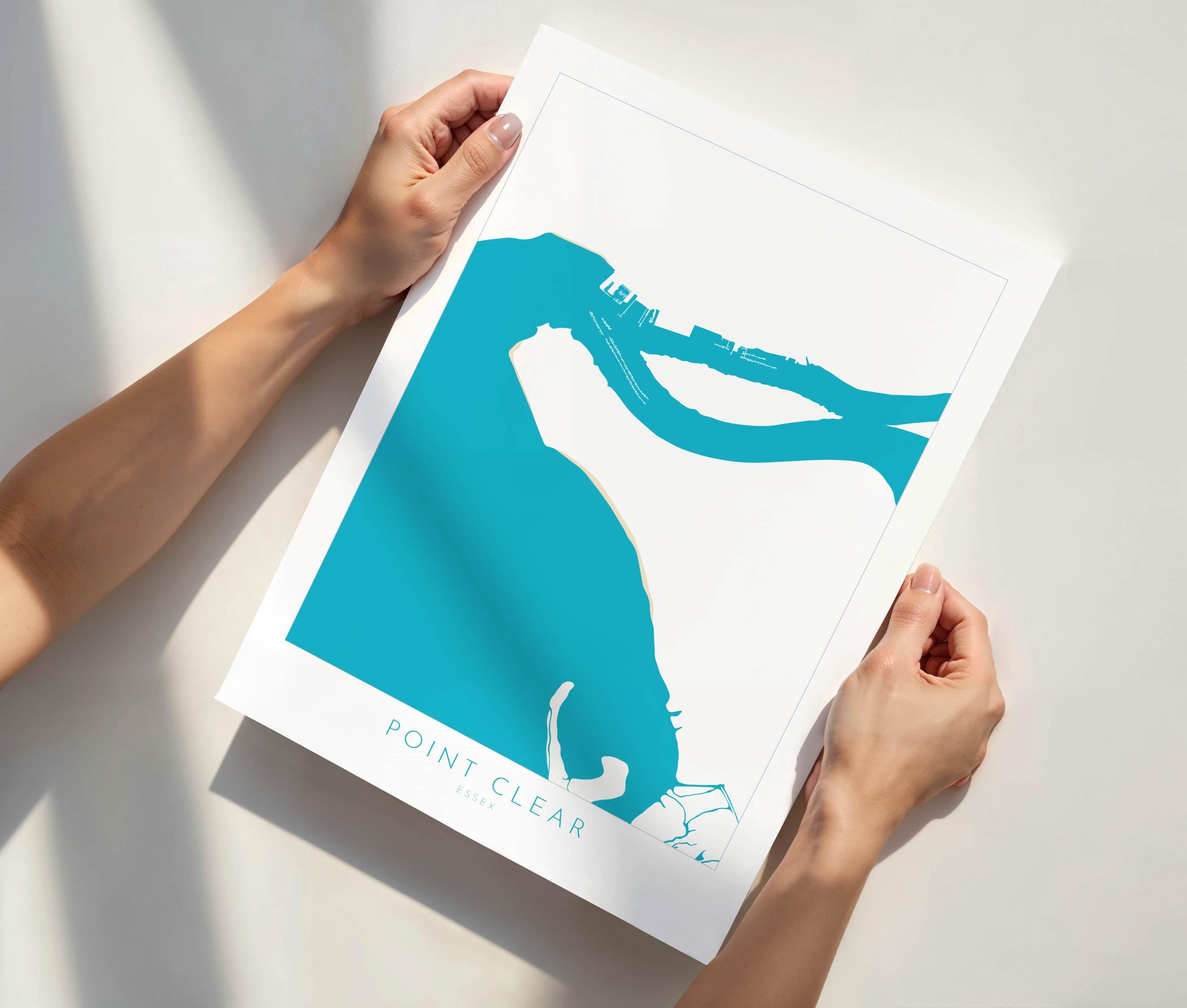 Point Clear Map Art - Essex Map, Point Clear Essex Art, Brightlingsea Map, Clacton-on-Sea UK, Colchester Map, Essex Art