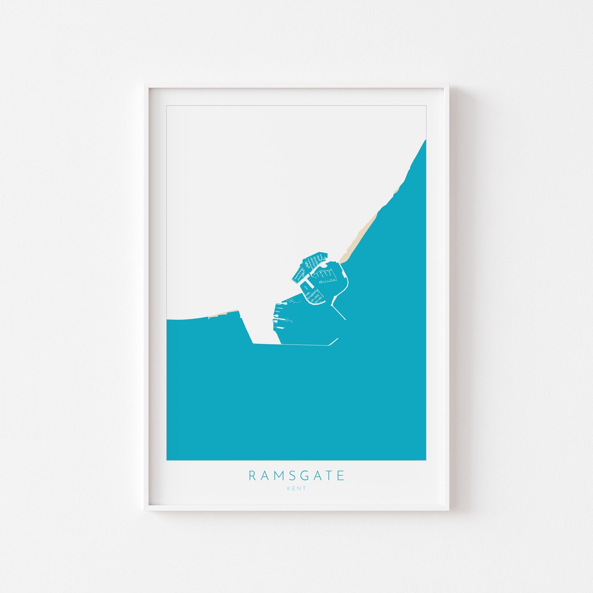 Ramsgate Map Print - Ramsgate Art Poster, Kent Map Art, Ramsgate Travel Poster, Kent Coast, A1, A2, A3, A4, Ramsgate Beach Art, UK