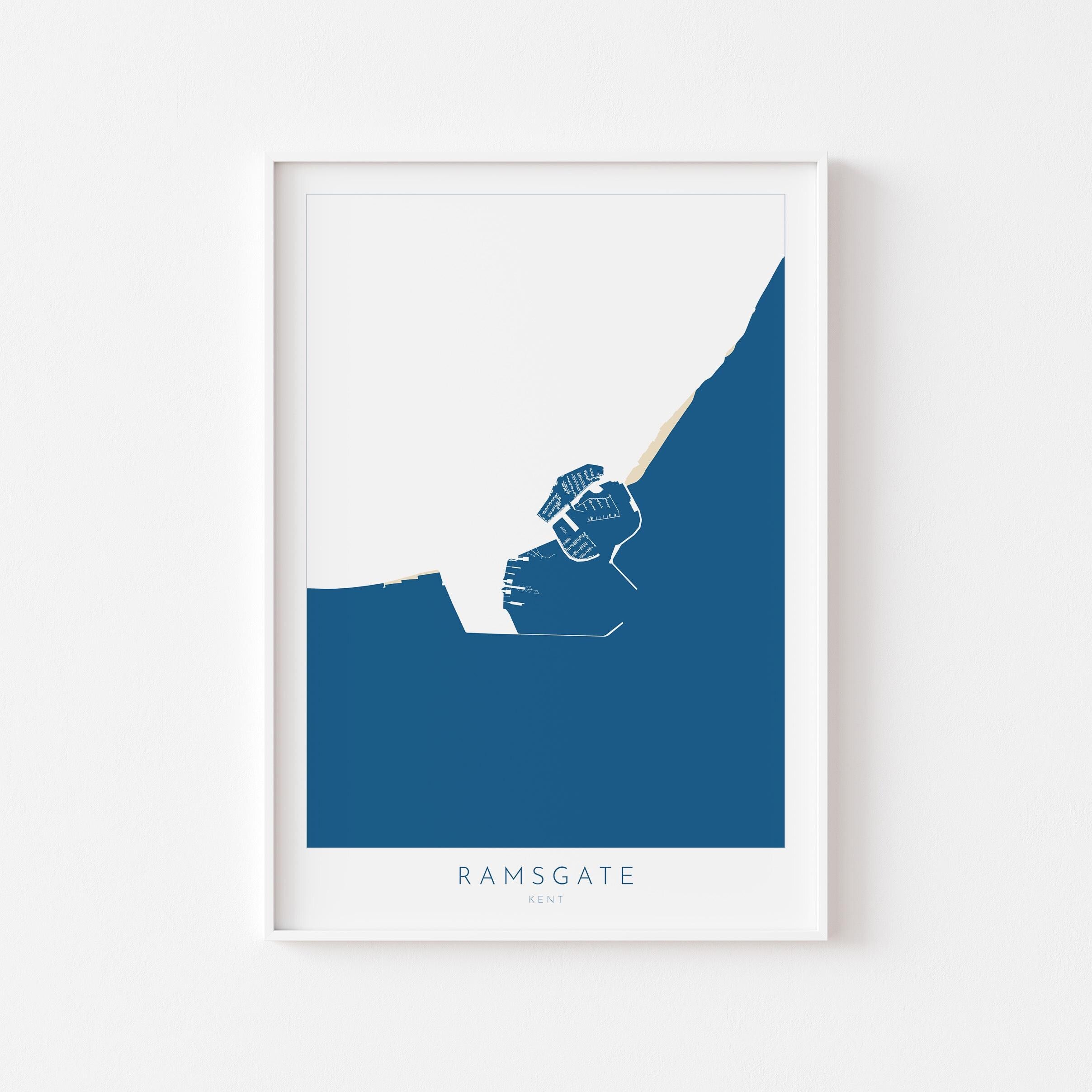 Ramsgate Map Print - Ramsgate Art Poster, Kent Map Art, Ramsgate Travel Poster, Kent Coast, A1, A2, A3, A4, Ramsgate Beach Art, UK