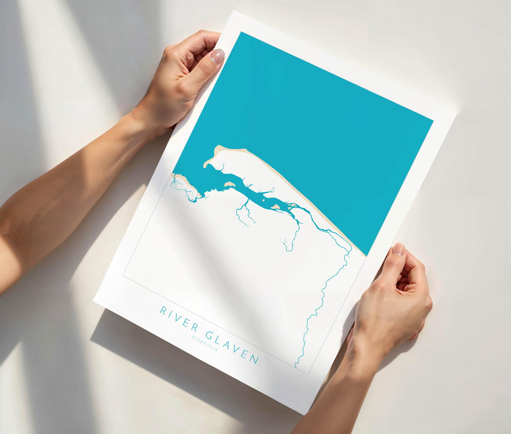 River Glaven Map Art - Norfolk Coast, Blakeney Point Art, Blakeney Harbour, North Norfolk Map Art, Norfolk Rivers, Norfolk Beaches