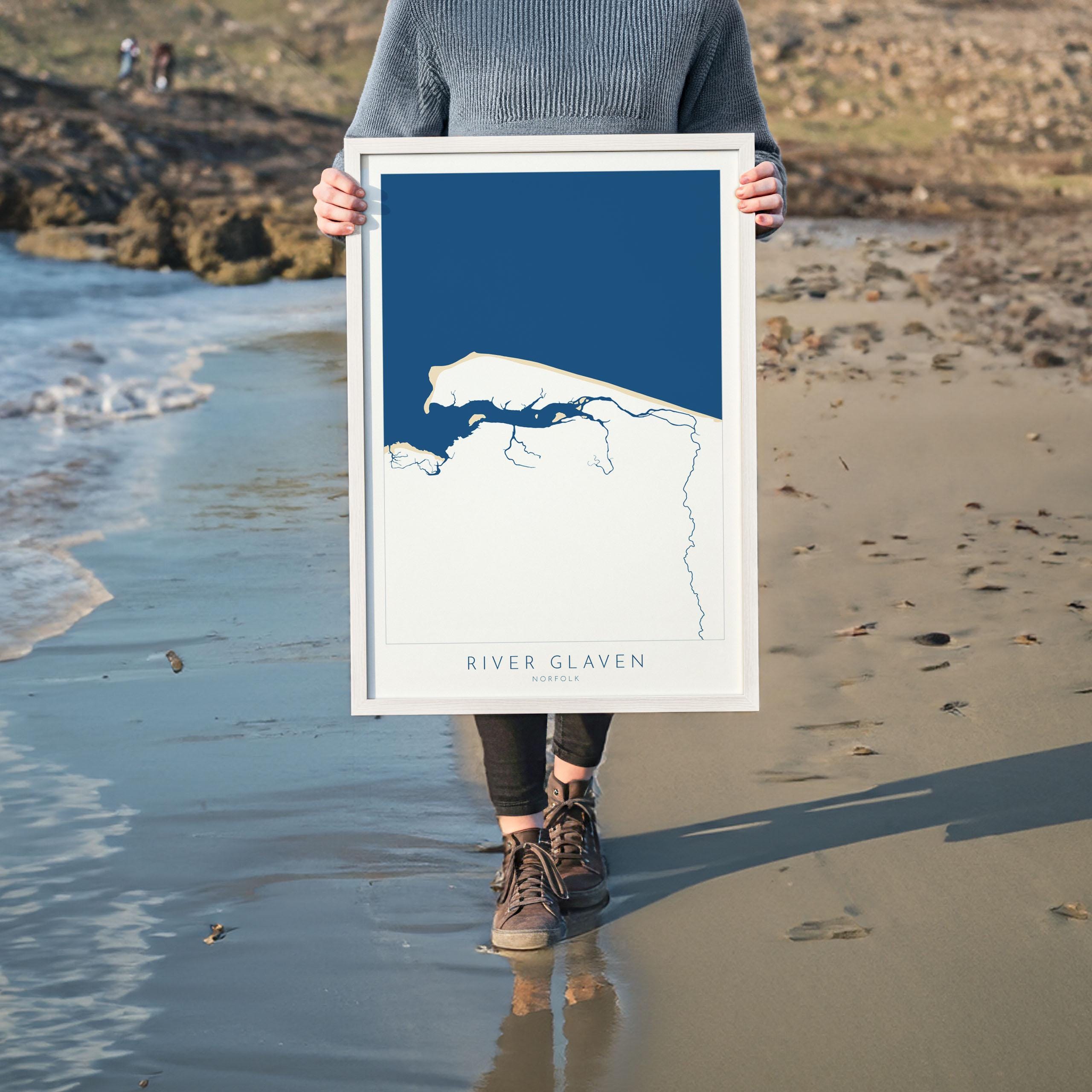 River Glaven Map Art - Norfolk Coast, Blakeney Point Art, Blakeney Harbour, North Norfolk Map Art, Norfolk Rivers, Norfolk Beaches