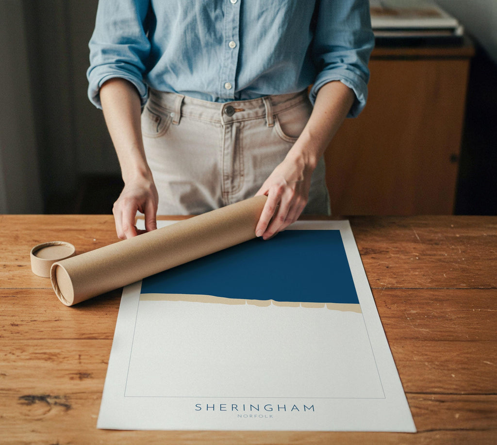 Sheringham Map Art - Norfolk Coast, Sheringham Beach, North Norfolk Map Art, Norfolk Beaches