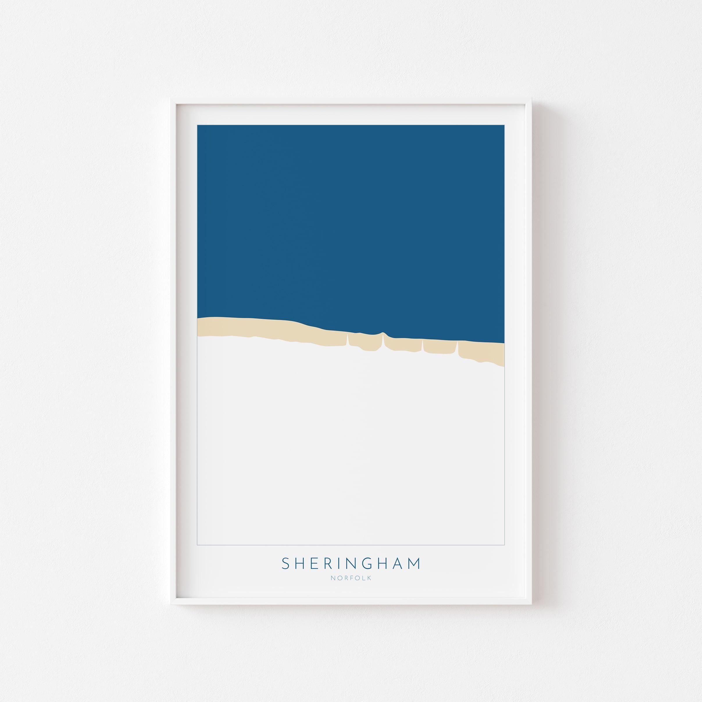 Sheringham Map Art - Norfolk Coast, Sheringham Beach, North Norfolk Map Art, Norfolk Beaches