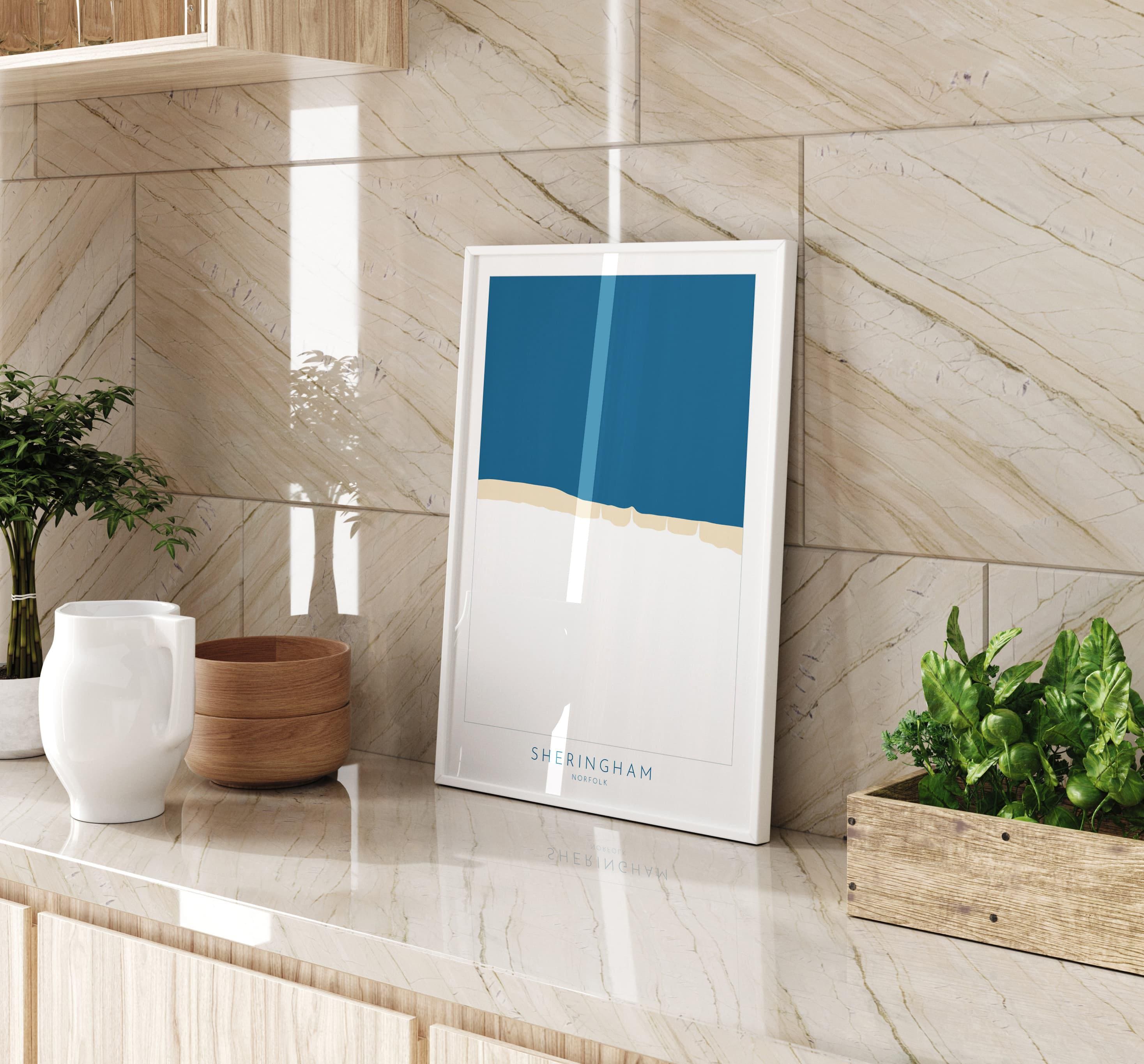 Sheringham Map Art - Norfolk Coast, Sheringham Beach, North Norfolk Map Art, Norfolk Beaches