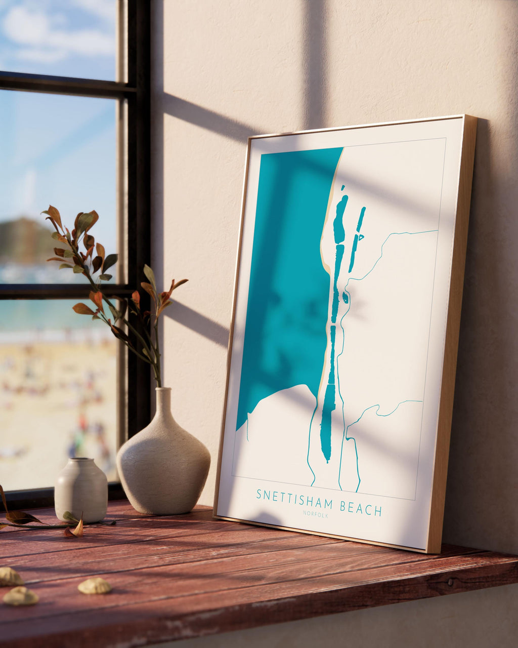 Snettisham Beach Map Art - Norfolk Coast, Snettisham Beach, North Norfolk Map Art, RSPB Snettisham Map, Norfolk Beaches