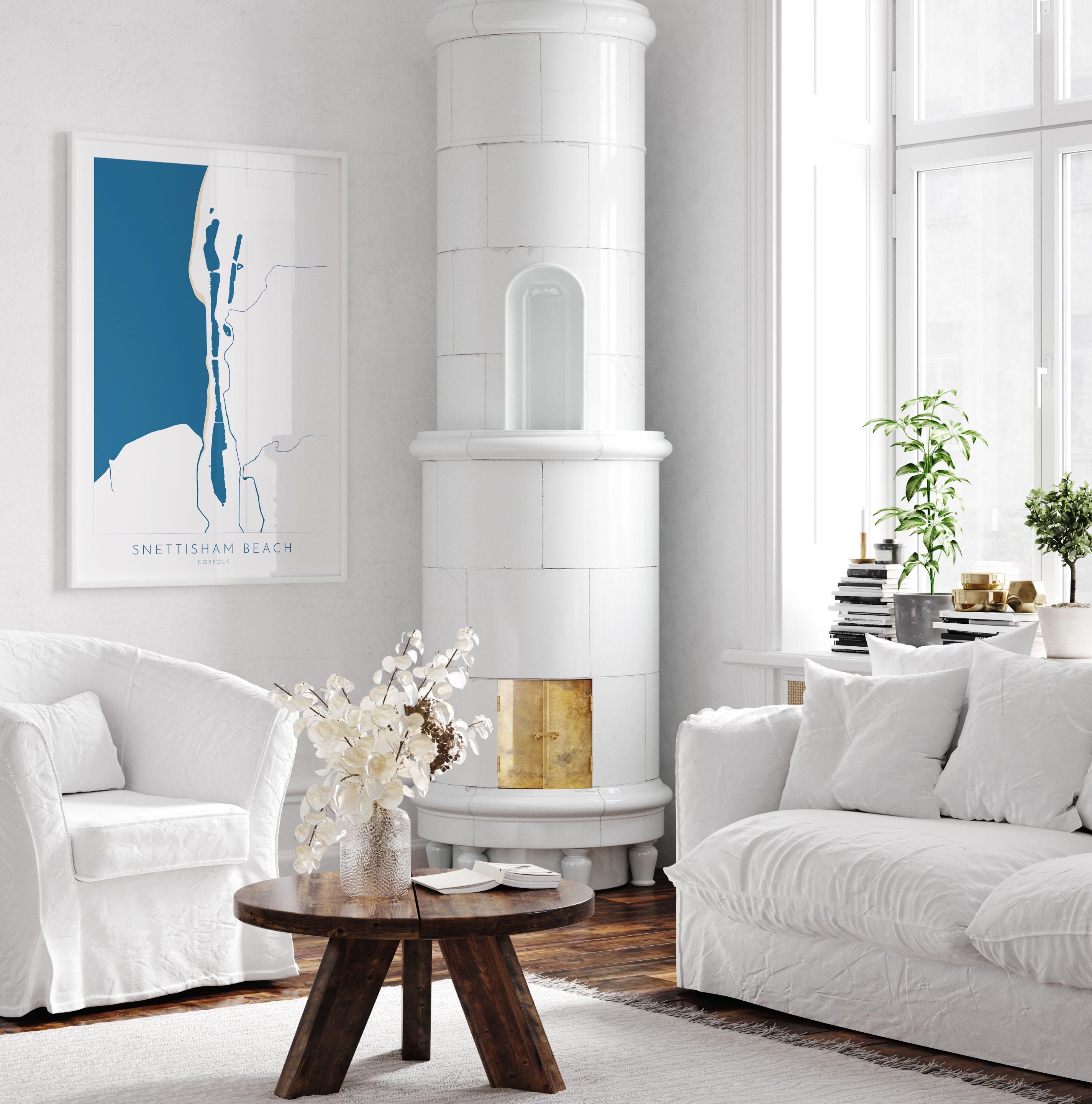 Snettisham Beach Map Art - Norfolk Coast, Snettisham Beach, North Norfolk Map Art, RSPB Snettisham Map, Norfolk Beaches