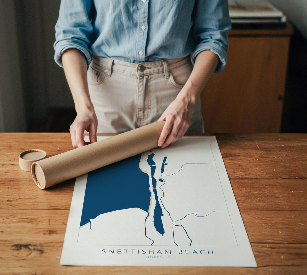 Snettisham Beach Map Art - Norfolk Coast, Snettisham Beach, North Norfolk Map Art, RSPB Snettisham Map, Norfolk Beaches