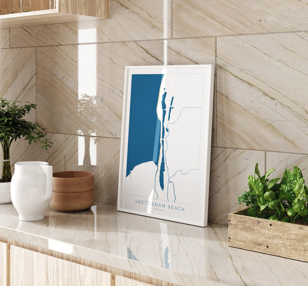 Snettisham Beach Map Art - Norfolk Coast, Snettisham Beach, North Norfolk Map Art, RSPB Snettisham Map, Norfolk Beaches