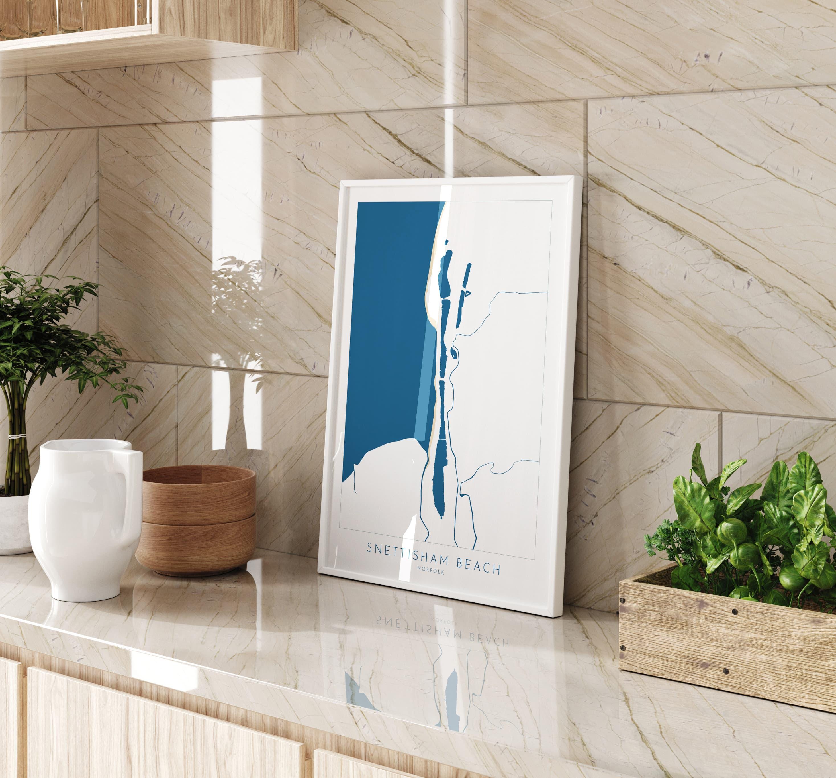 Snettisham Beach Map Art - Norfolk Coast, Snettisham Beach, North Norfolk Map Art, RSPB Snettisham Map, Norfolk Beaches