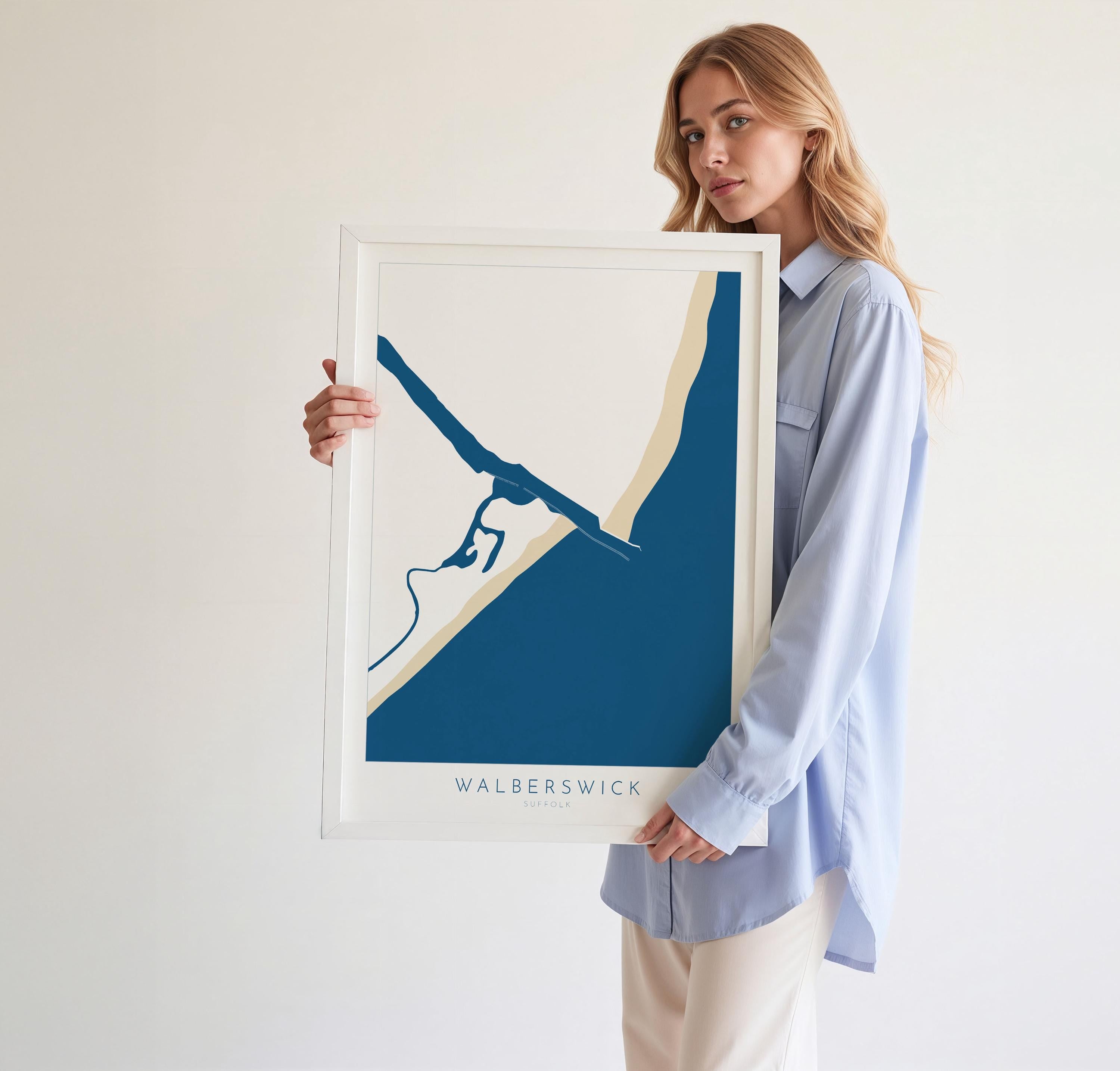 Walberswick Art - Suffolk Art, Walberswick Map Art, Walberswick Beach, Suffolk Coast, Suffolk Travel Print, River Blyth