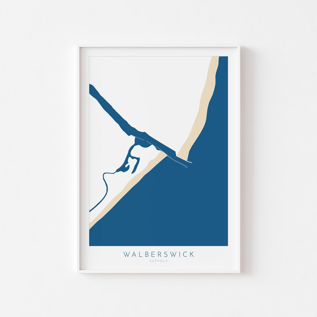 Walberswick Art - Suffolk Art, Walberswick Map Art, Walberswick Beach, Suffolk Coast, Suffolk Travel Print, River Blyth