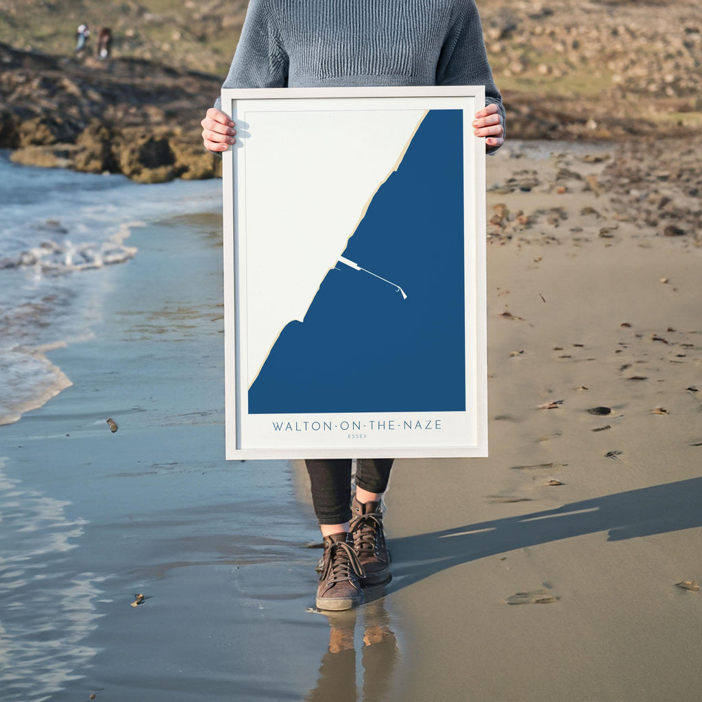 Walton-on-the-Naze Map Art - Essex Map, Walton-on-the-Naze Essex Art, Frinton Beach, Walton-on-the-Naze Beach UK, Colchester Map, Essex Art