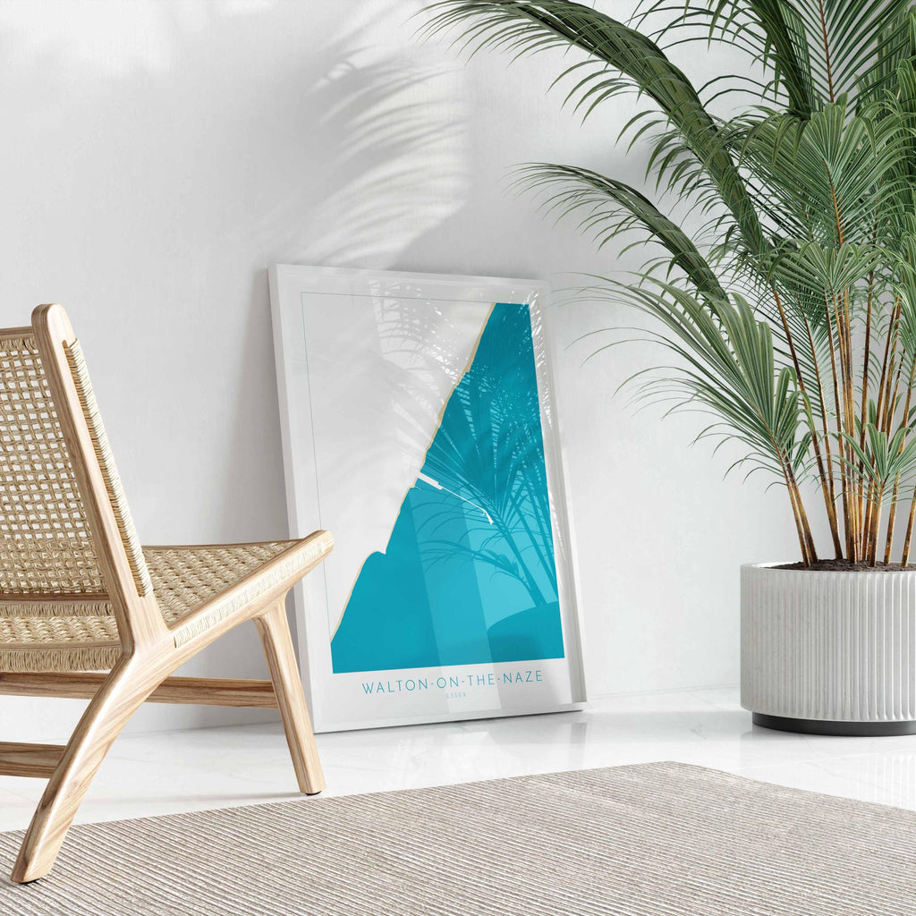 Walton-on-the-Naze Map Art - Essex Map, Walton-on-the-Naze Essex Art, Frinton Beach, Walton-on-the-Naze Beach UK, Colchester Map, Essex Art