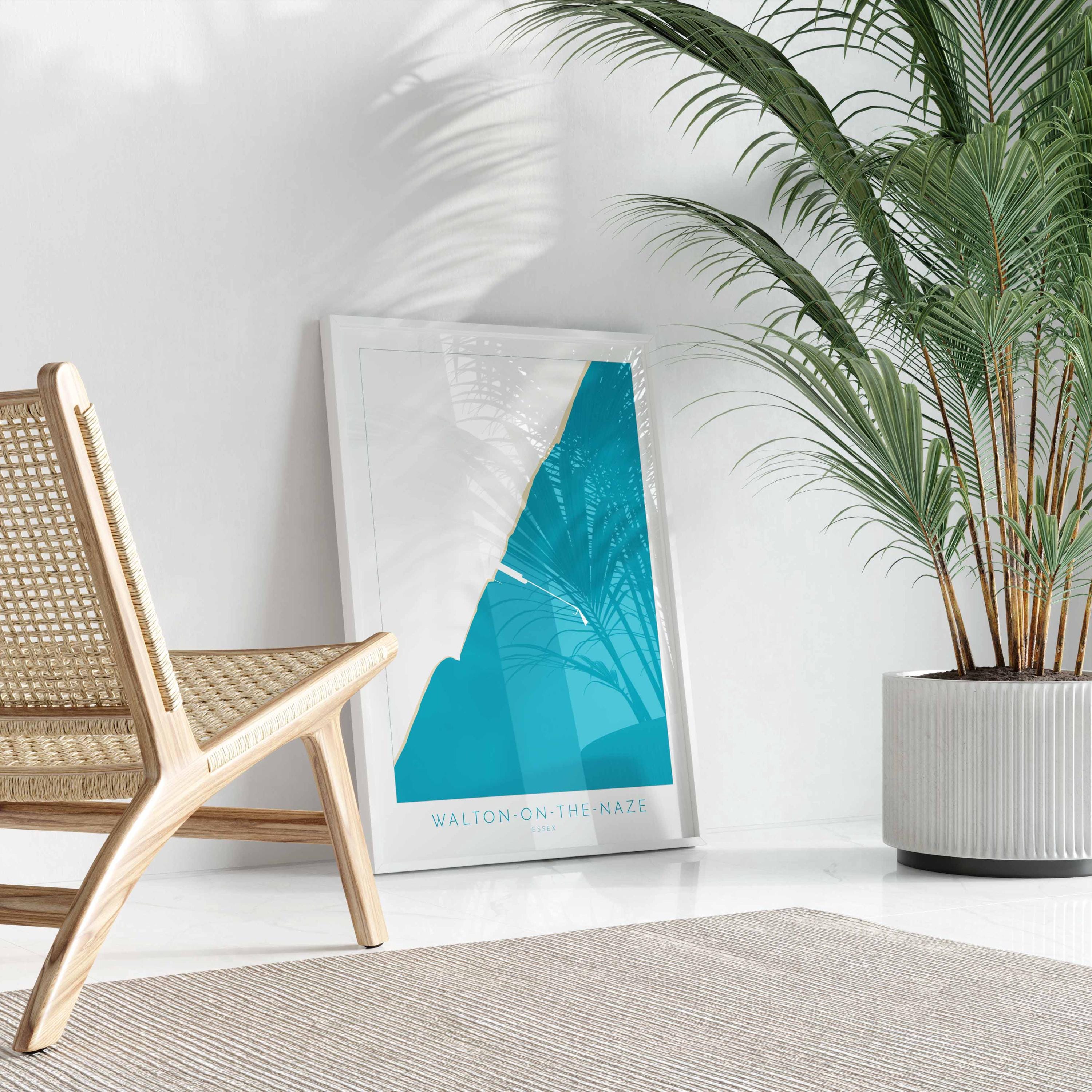 Walton-on-the-Naze Map Art - Essex Map, Walton-on-the-Naze Essex Art, Frinton Beach, Walton-on-the-Naze Beach UK, Colchester Map, Essex Art