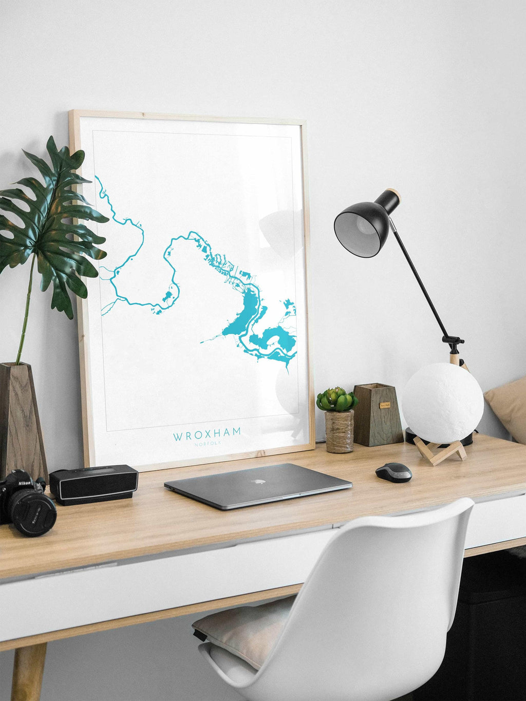 Wroxham Map - Norfolk Broads, Wroxham Norfolk Art Print, Hoveton Map, Norfolk UK, Norfolk Map, Wroxham Broad, Map Art, River Bure