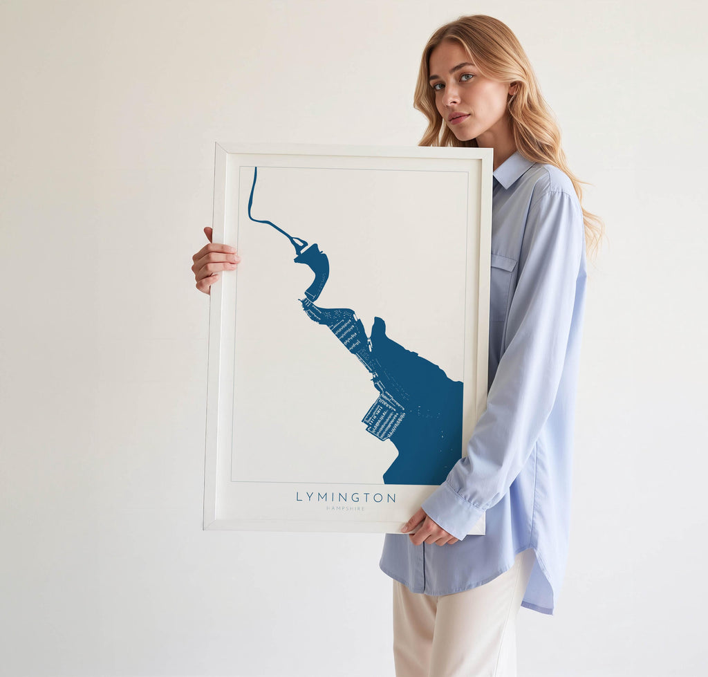 Lymington Map - Lymington Art Print, Lymington River Map, Hampshire Map Art, New Forest Art Print, New Forest Travel Poster, Nautical Art