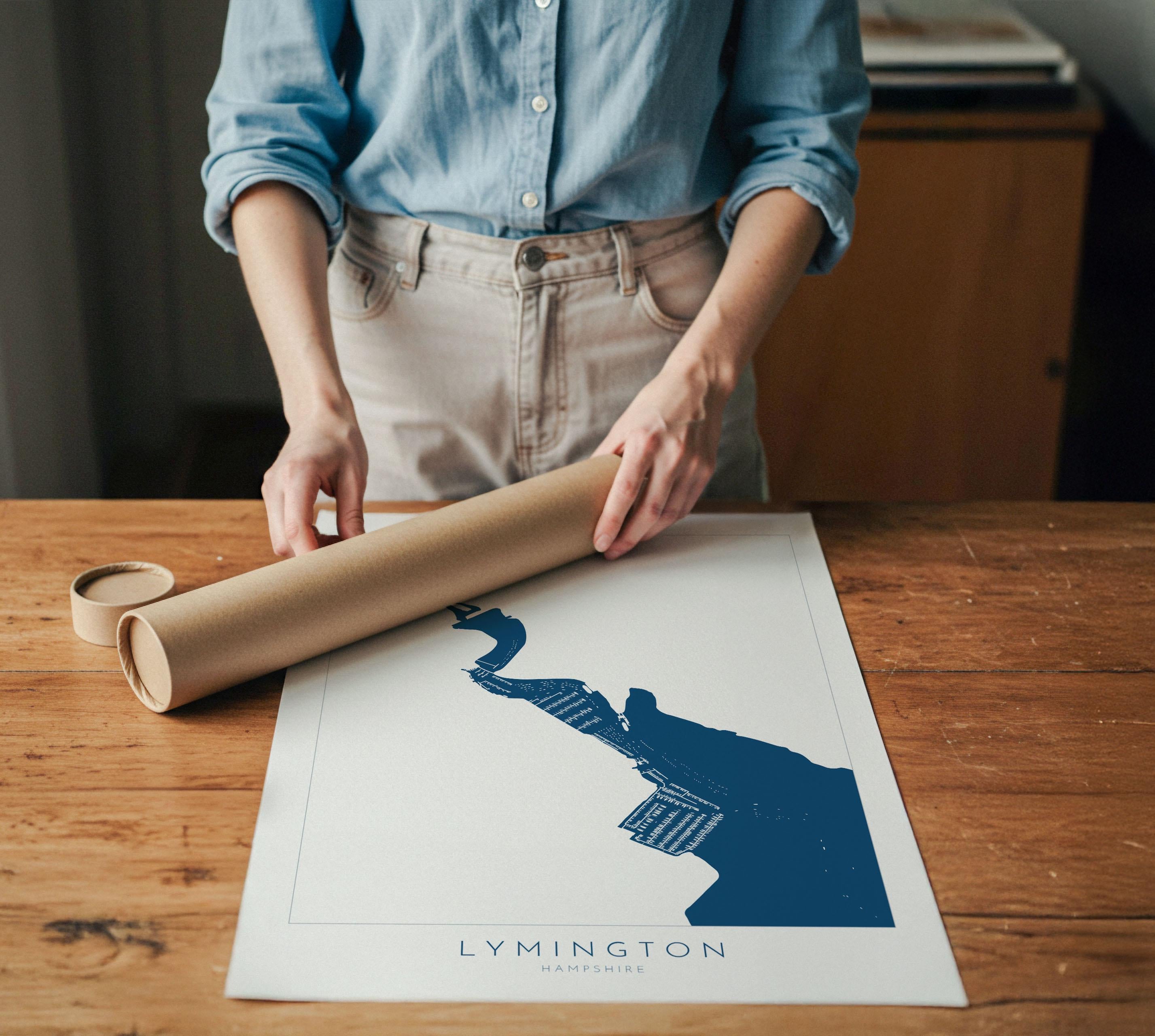 Lymington Map - Lymington Art Print, Lymington River Map, Hampshire Map Art, New Forest Art Print, New Forest Travel Poster, Nautical Art