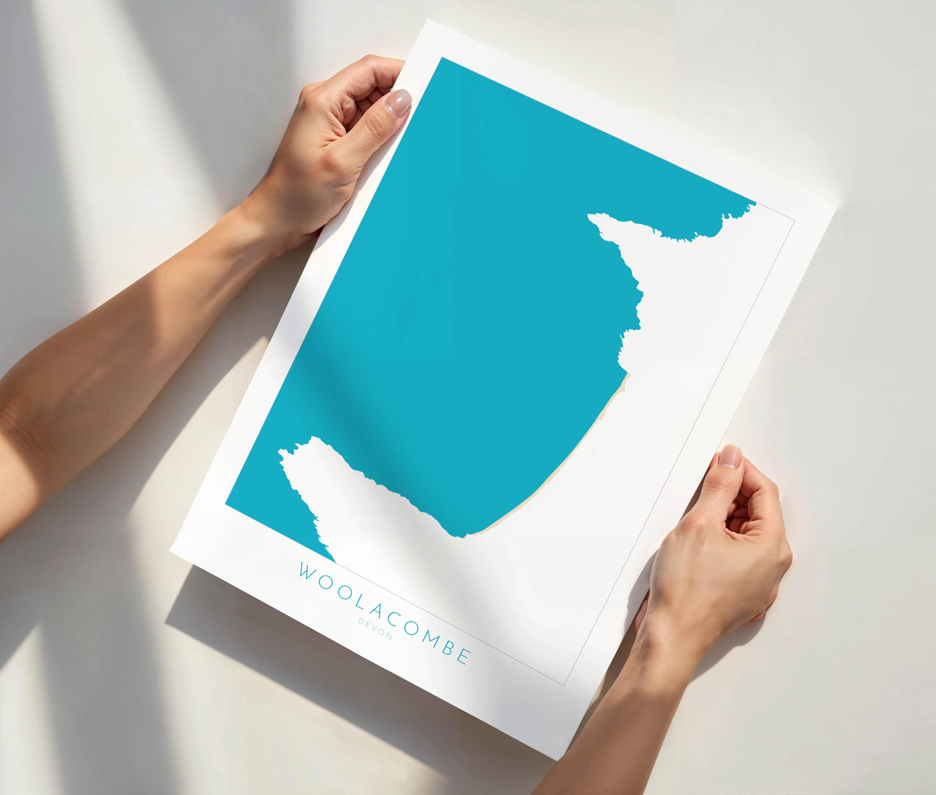 Woolacombe Map Art -Woolacombe Devon Map, Woolacombe Beach Print, Woolacombe Art Print, Devon Beach Art, North Devon Map Art, Woolacombe bay