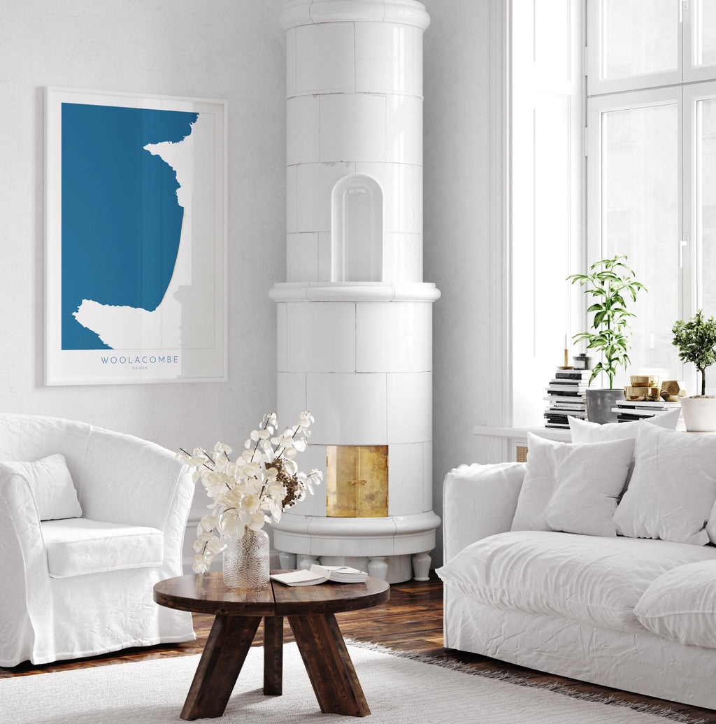 Woolacombe Map Art -Woolacombe Devon Map, Woolacombe Beach Print, Woolacombe Art Print, Devon Beach Art, North Devon Map Art, Woolacombe bay