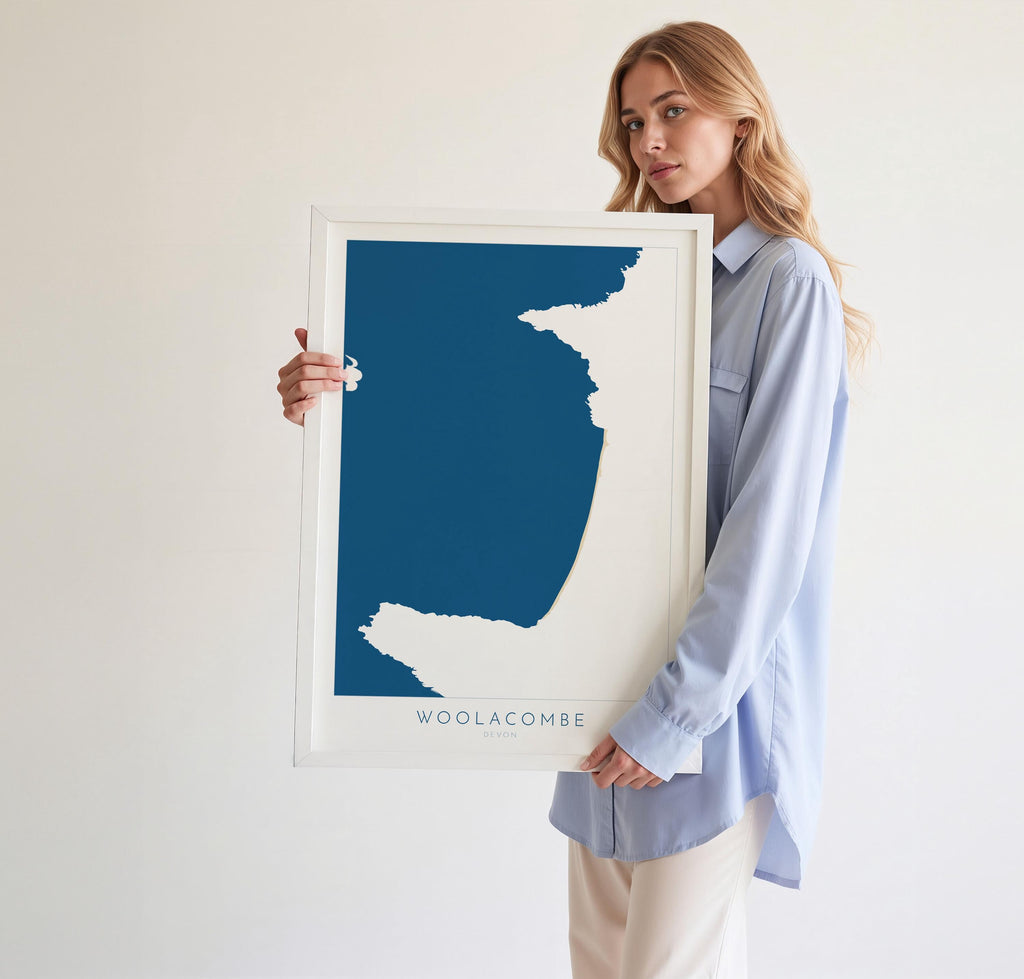 Woolacombe Map Art -Woolacombe Devon Map, Woolacombe Beach Print, Woolacombe Art Print, Devon Beach Art, North Devon Map Art, Woolacombe bay