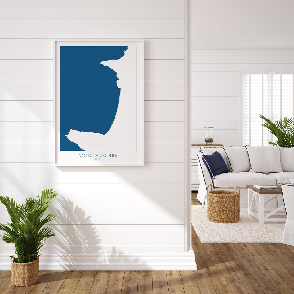 Woolacombe Map Art -Woolacombe Devon Map, Woolacombe Beach Print, Woolacombe Art Print, Devon Beach Art, North Devon Map Art, Woolacombe bay