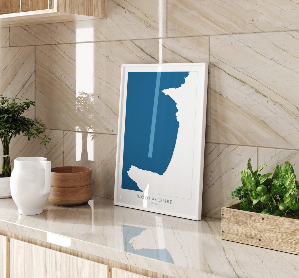 Woolacombe Map Art -Woolacombe Devon Map, Woolacombe Beach Print, Woolacombe Art Print, Devon Beach Art, North Devon Map Art, Woolacombe bay