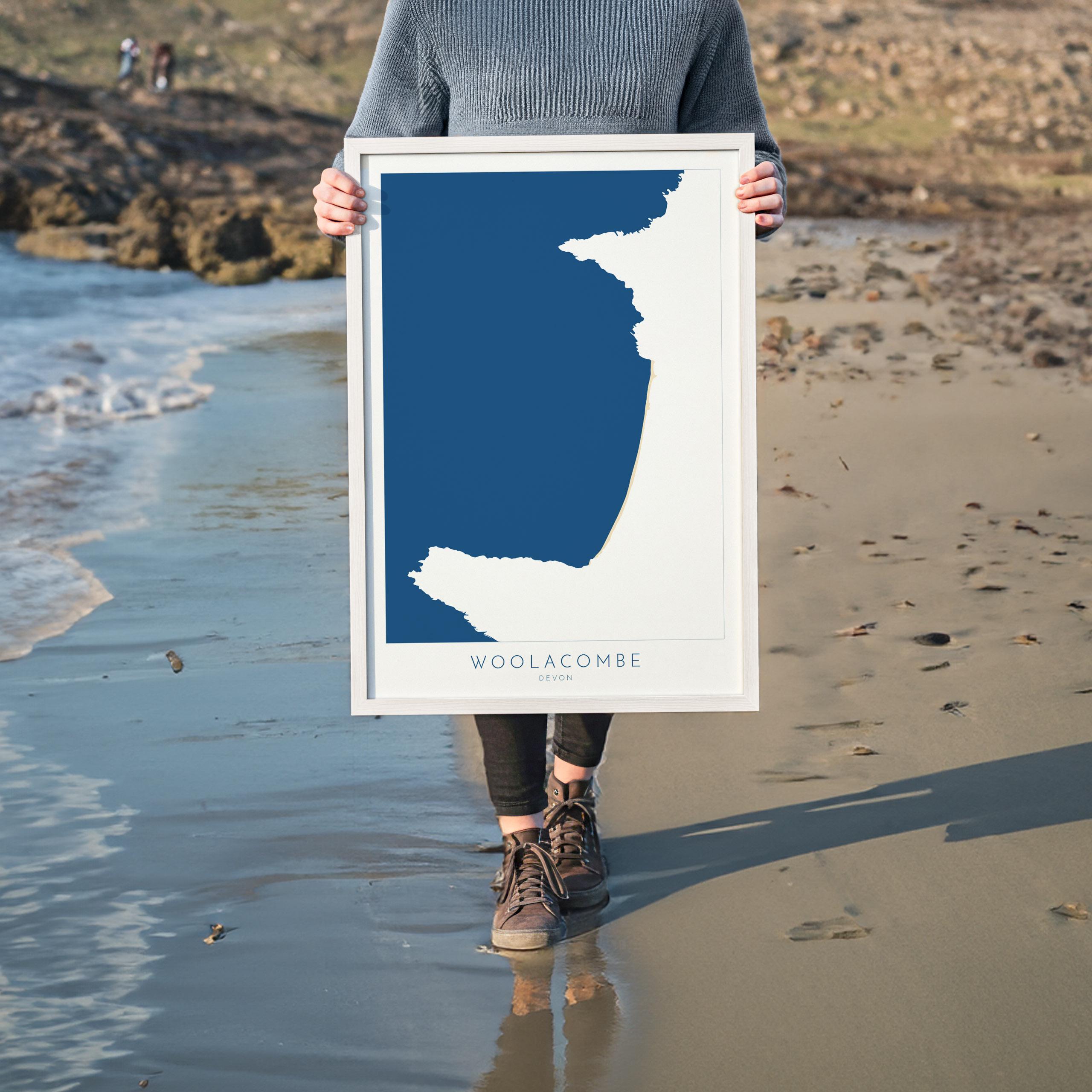 Woolacombe Map Art -Woolacombe Devon Map, Woolacombe Beach Print, Woolacombe Art Print, Devon Beach Art, North Devon Map Art, Woolacombe bay