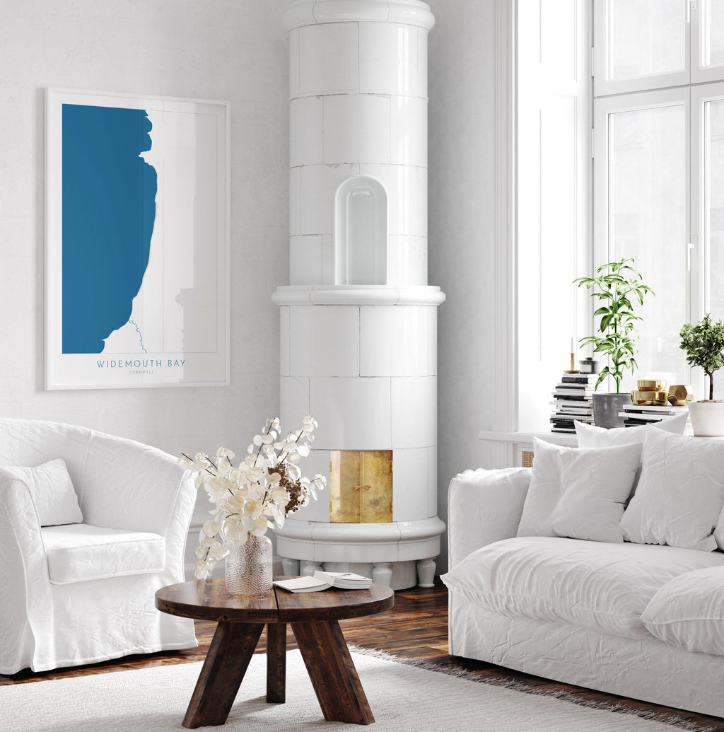 Widemouth Bay Map Art - Cornwall Map, Widemouth Bay Art Print, Widemouth Beach Art, Cornish Coast Map, Cornwall Coastal Art, Widemouth Print