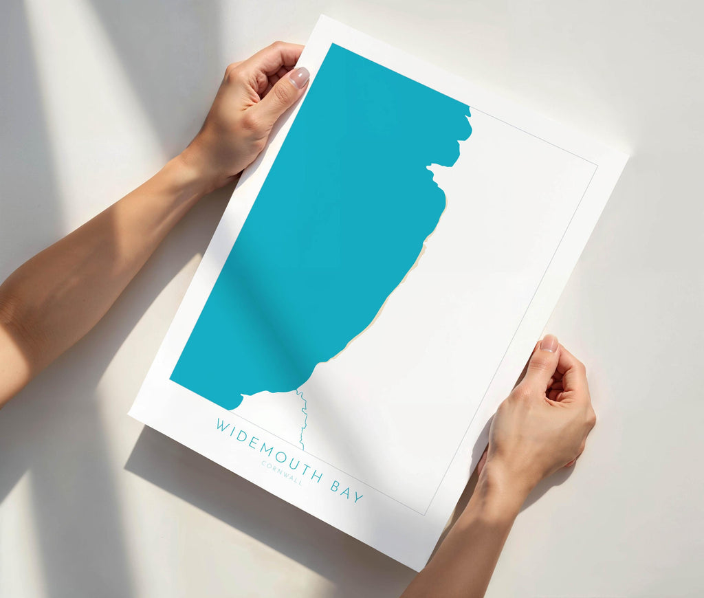 Widemouth Bay Map Art - Cornwall Map, Widemouth Bay Art Print, Widemouth Beach Art, Cornish Coast Map, Cornwall Coastal Art, Widemouth Print