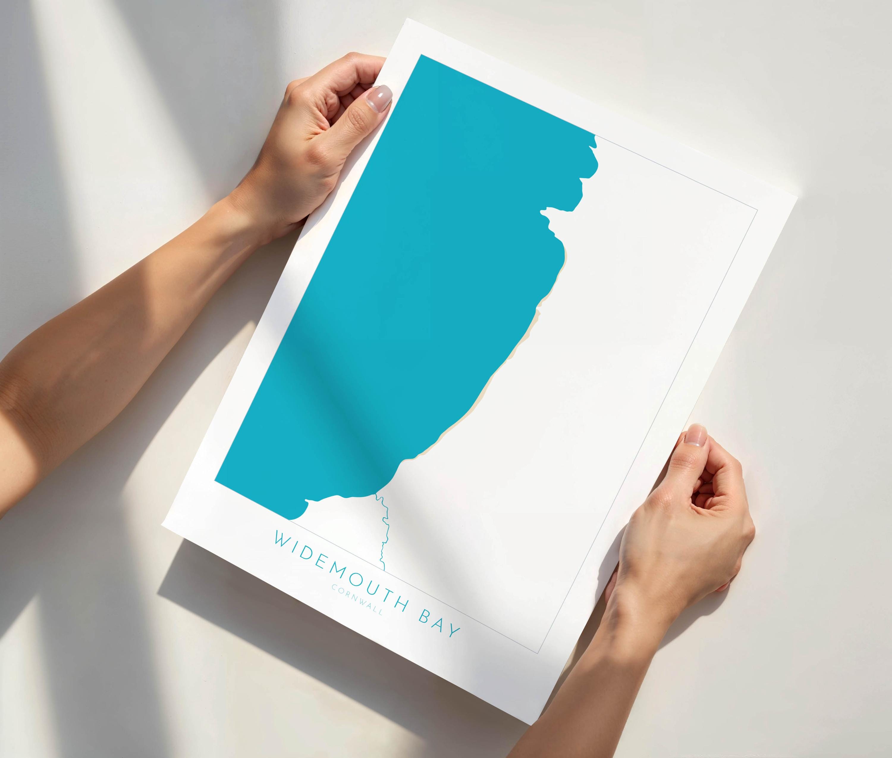 Widemouth Bay Map Art - Cornwall Map, Widemouth Bay Art Print, Widemouth Beach Art, Cornish Coast Map, Cornwall Coastal Art, Widemouth Print