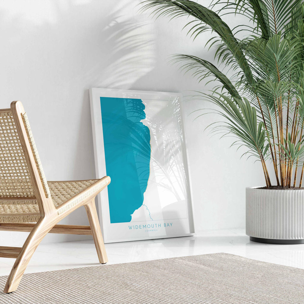 Widemouth Bay Map Art - Cornwall Map, Widemouth Bay Art Print, Widemouth Beach Art, Cornish Coast Map, Cornwall Coastal Art, Widemouth Print