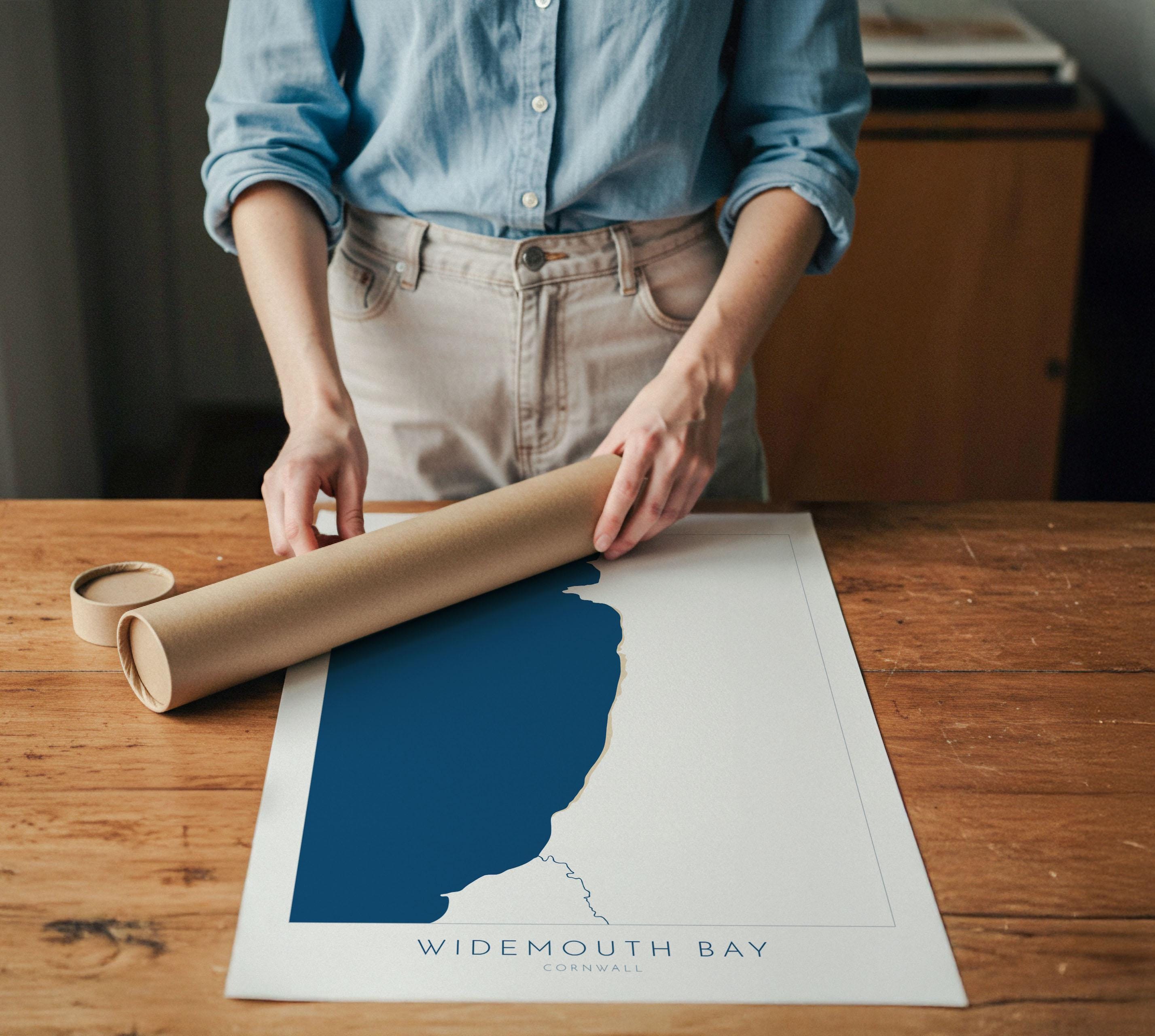 Widemouth Bay Map Art - Cornwall Map, Widemouth Bay Art Print, Widemouth Beach Art, Cornish Coast Map, Cornwall Coastal Art, Widemouth Print