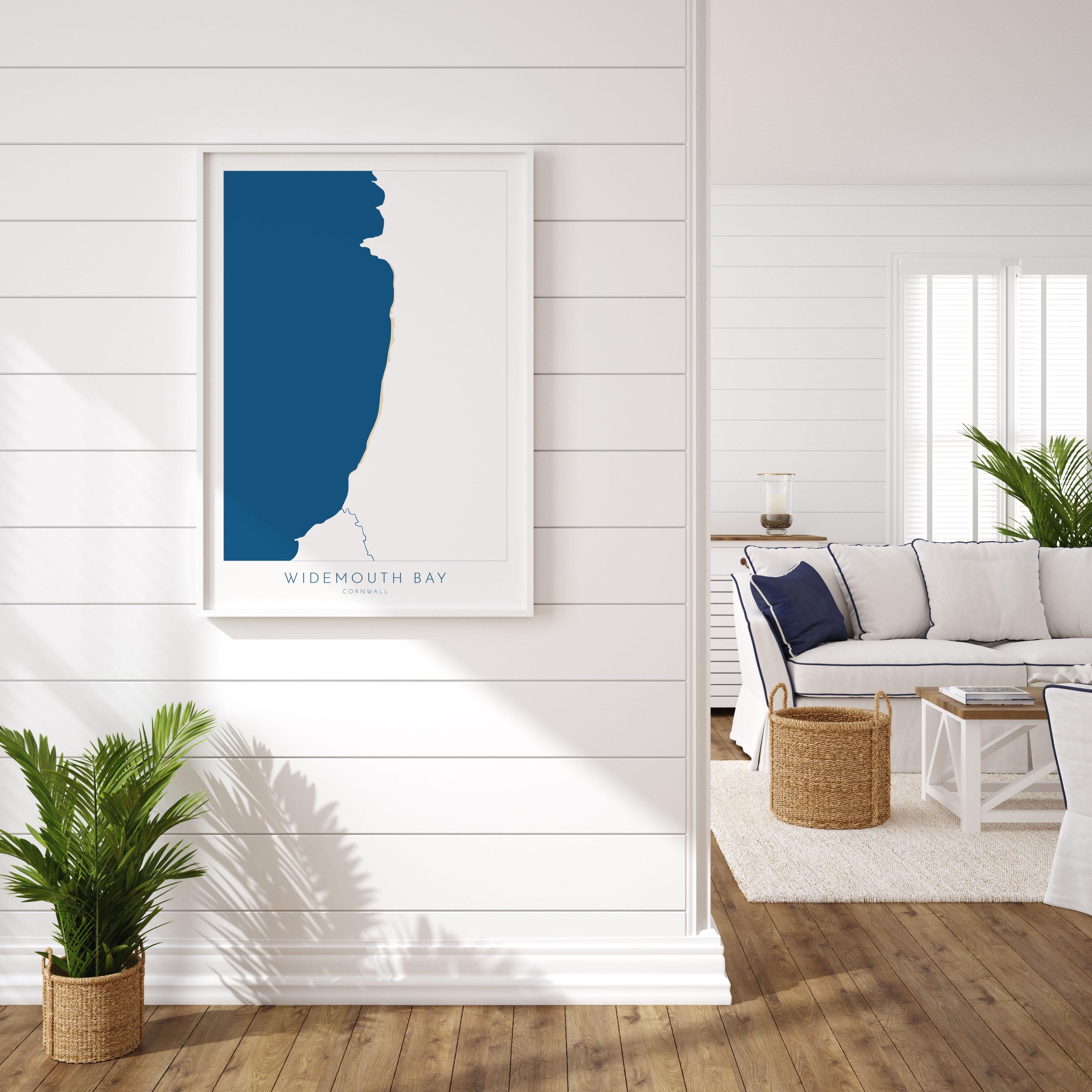 Widemouth Bay Map Art - Cornwall Map, Widemouth Bay Art Print, Widemouth Beach Art, Cornish Coast Map, Cornwall Coastal Art, Widemouth Print