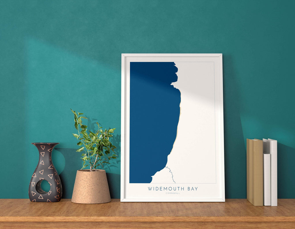 Widemouth Bay Map Art - Cornwall Map, Widemouth Bay Art Print, Widemouth Beach Art, Cornish Coast Map, Cornwall Coastal Art, Widemouth Print
