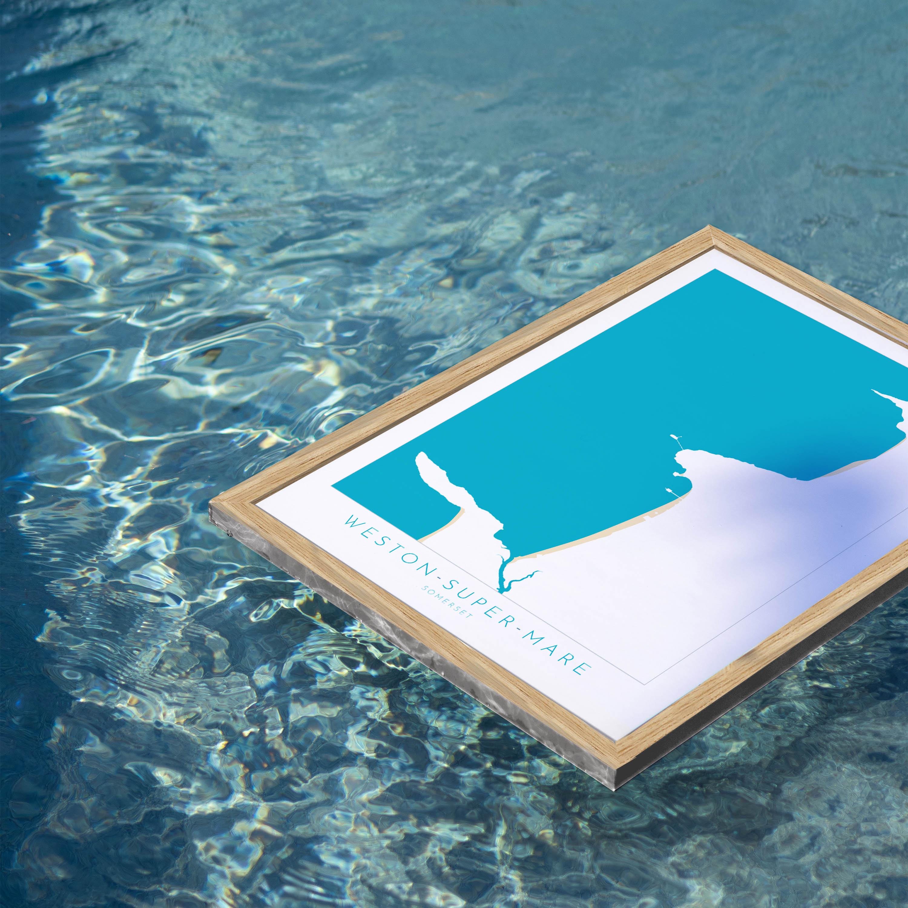 Weston-super-Mare Map Print - Weston Super Mare Beach Art, Somerset Map Art, Somerset Travel Poster, A1, A2, A3, A4, Somerset Gift UK