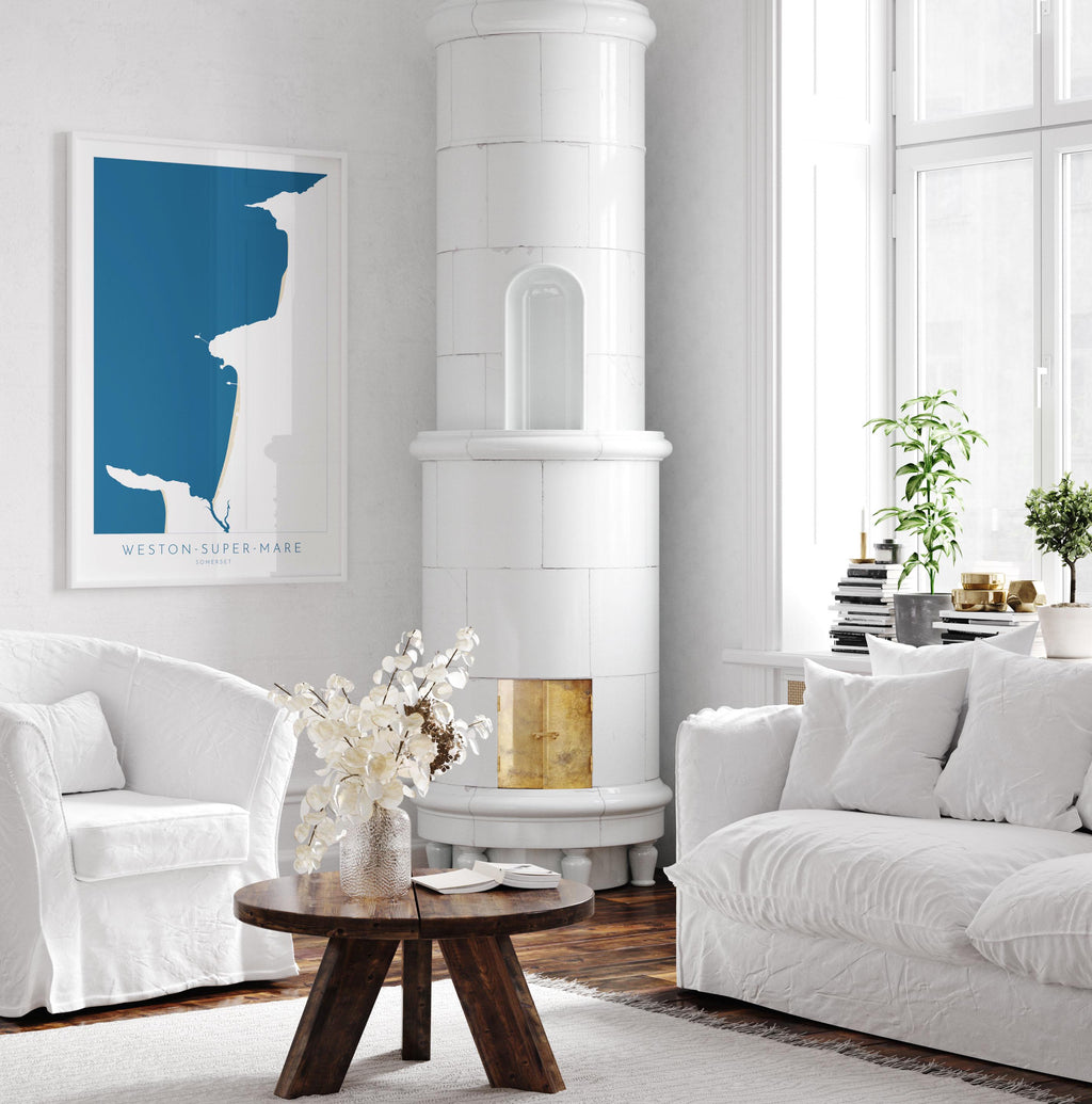 Weston-super-Mare Map Print - Weston Super Mare Beach Art, Somerset Map Art, Somerset Travel Poster, A1, A2, A3, A4, Somerset Gift UK