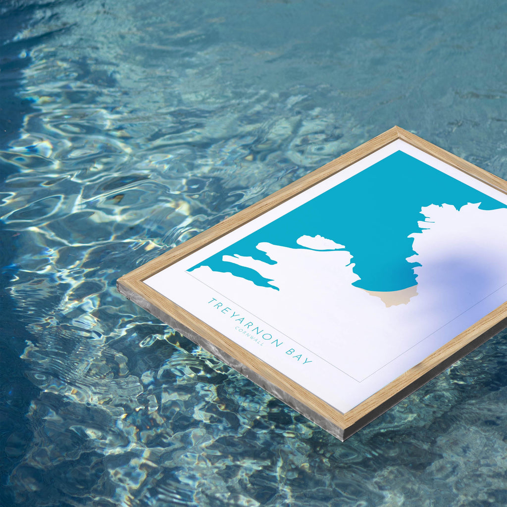 Treyarnon Bay Map - Treyarnon Bay Cornwall Art, Cornwall Map, Cornwall Coast Map, North Cornwall Coastline, Cornwall Beach Print