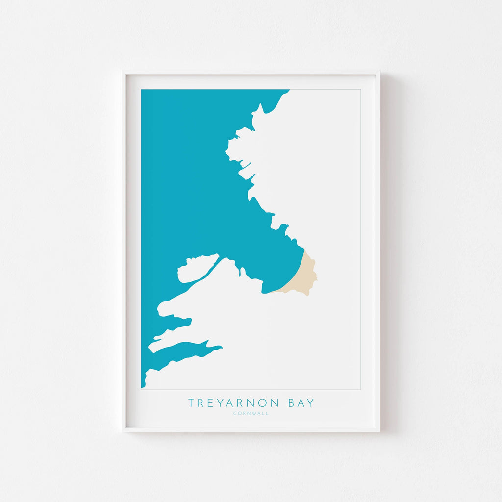 Treyarnon Bay Map - Treyarnon Bay Cornwall Art, Cornwall Map, Cornwall Coast Map, North Cornwall Coastline, Cornwall Beach Print