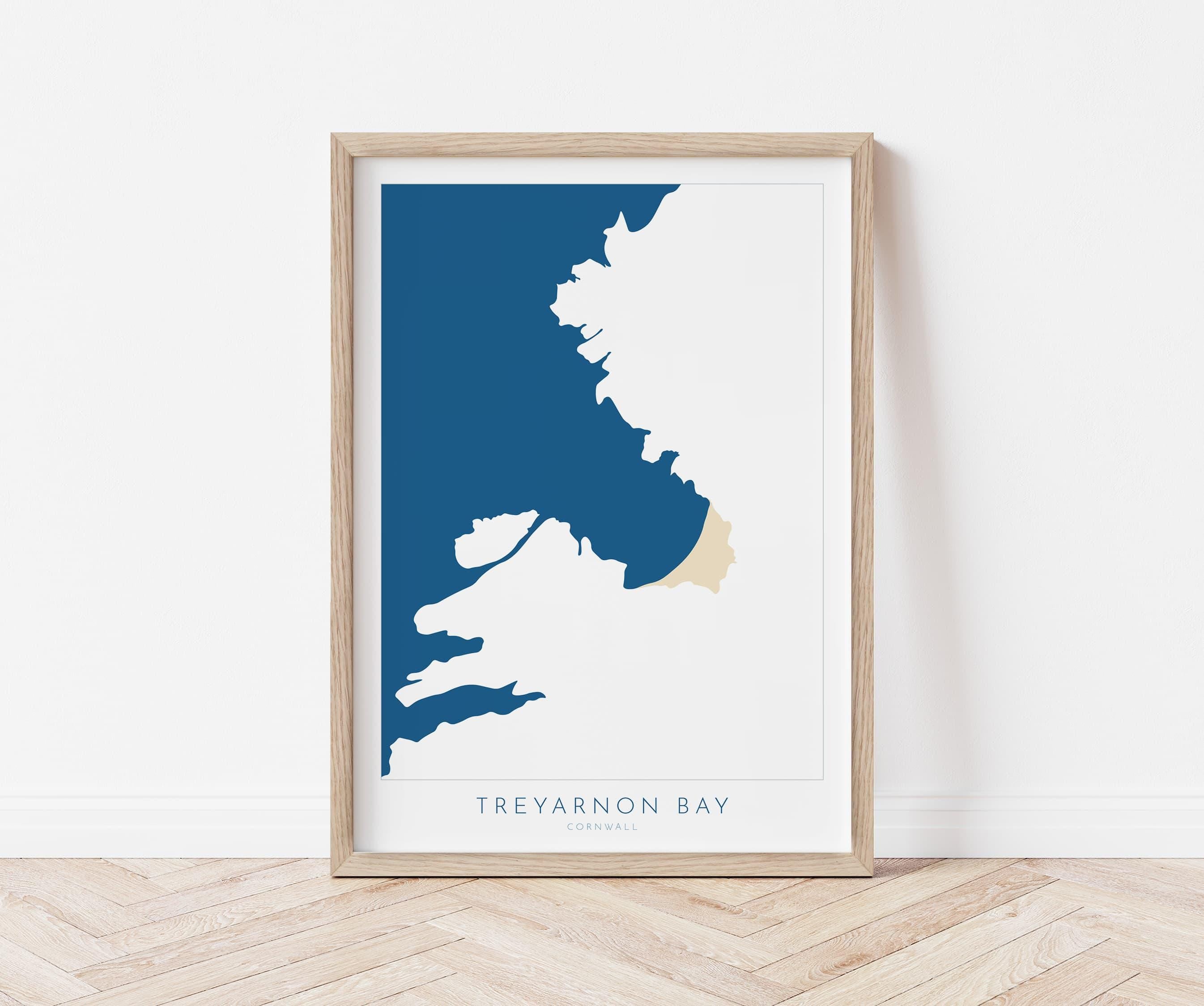 Treyarnon Bay Map - Treyarnon Bay Cornwall Art, Cornwall Map, Cornwall Coast Map, North Cornwall Coastline, Cornwall Beach Print