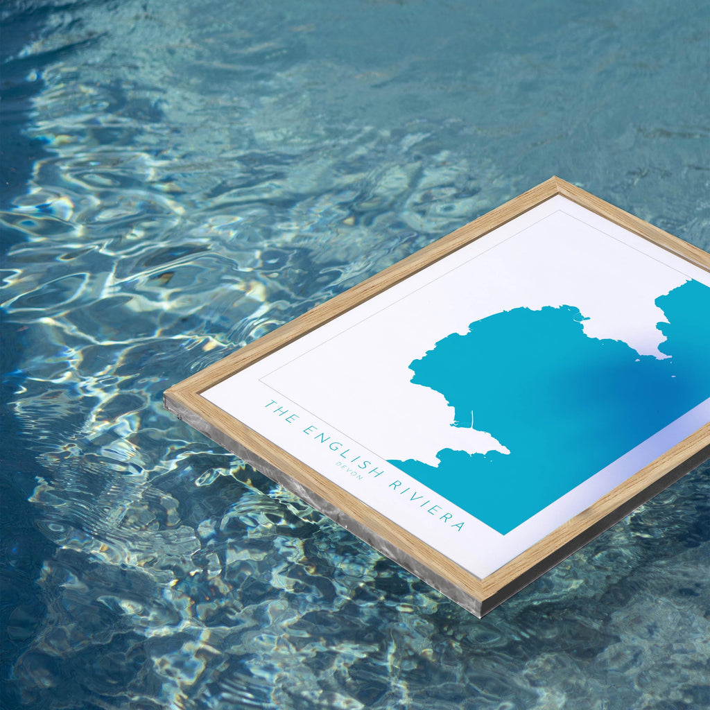 The English Riviera Print - Devon Map, Torbay Poster, Torquay Travel Print, Paignton Print, Brixham, Devon Coast, South Devon