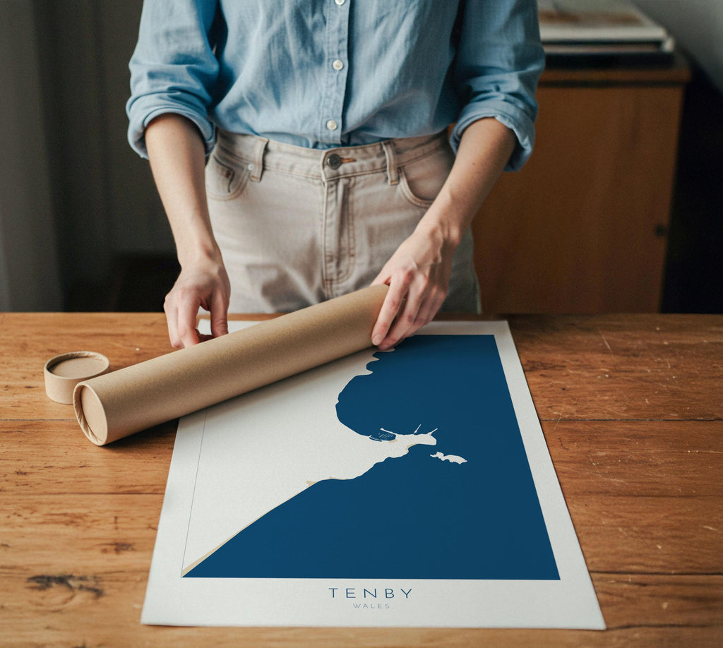 Tenby Map Print - Tenby Beach Art, Wales Map Art, Tenby Wales Travel Poster, Pembrokeshire Coast, A1, A2, A3, A4, Tenby Gift, Wales Art UK