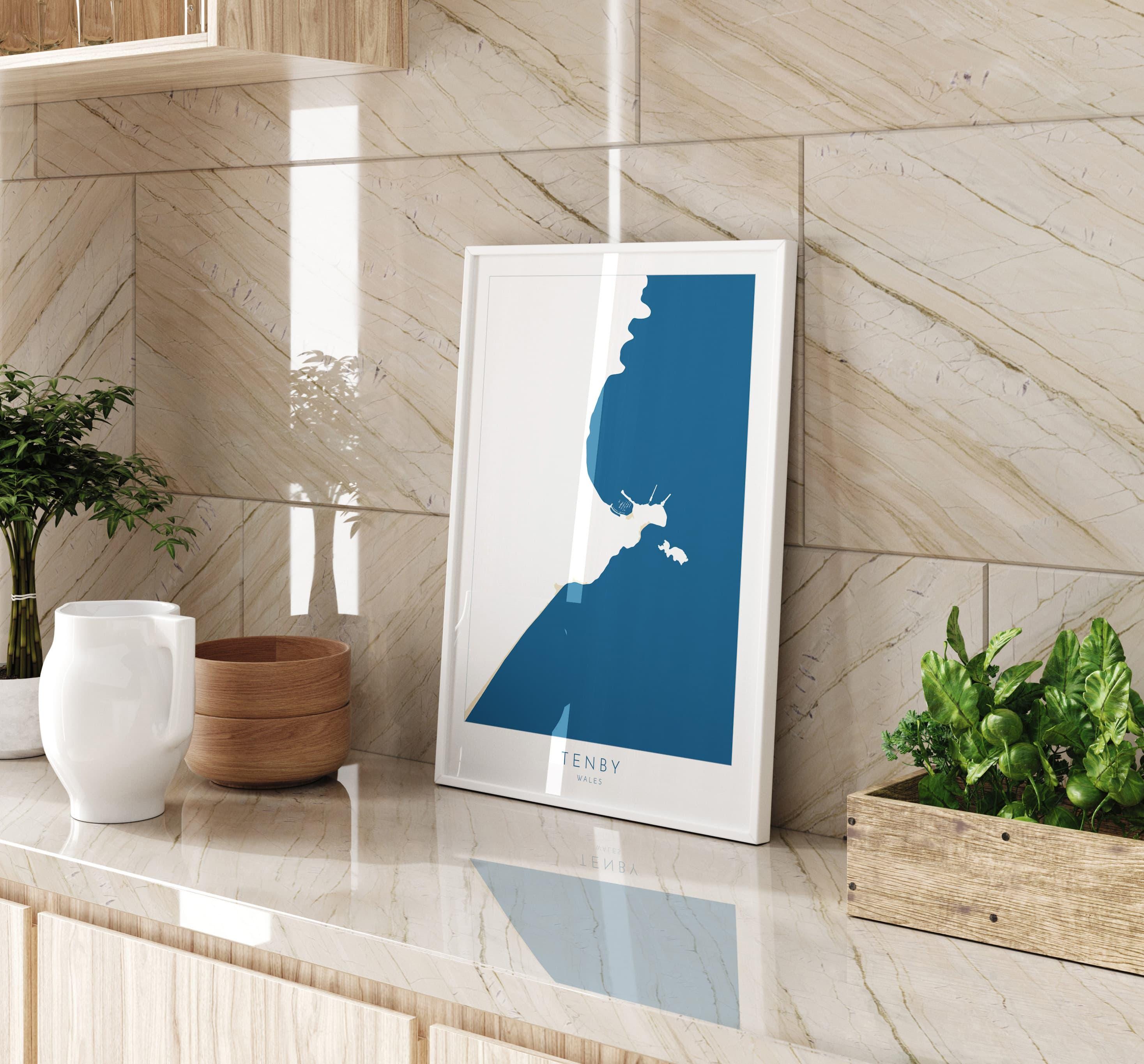 Tenby Map Print - Tenby Beach Art, Wales Map Art, Tenby Wales Travel Poster, Pembrokeshire Coast, A1, A2, A3, A4, Tenby Gift, Wales Art UK