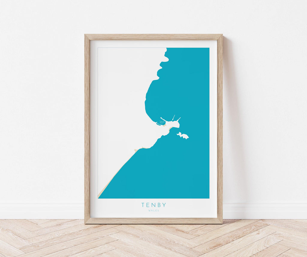 Tenby Map Print - Tenby Beach Art, Wales Map Art, Tenby Wales Travel Poster, Pembrokeshire Coast, A1, A2, A3, A4, Tenby Gift, Wales Art UK