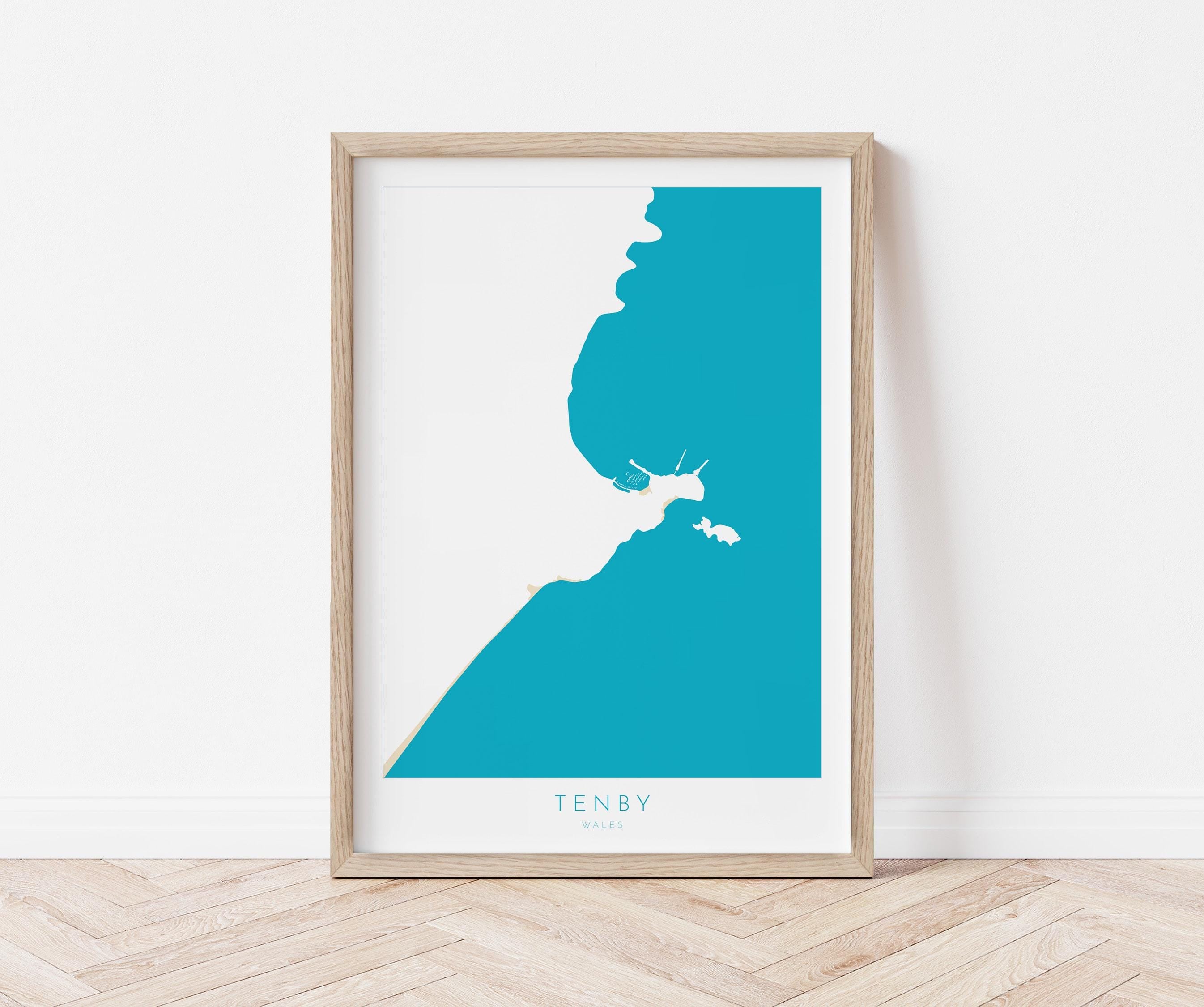 Tenby Map Print - Tenby Beach Art, Wales Map Art, Tenby Wales Travel Poster, Pembrokeshire Coast, A1, A2, A3, A4, Tenby Gift, Wales Art UK