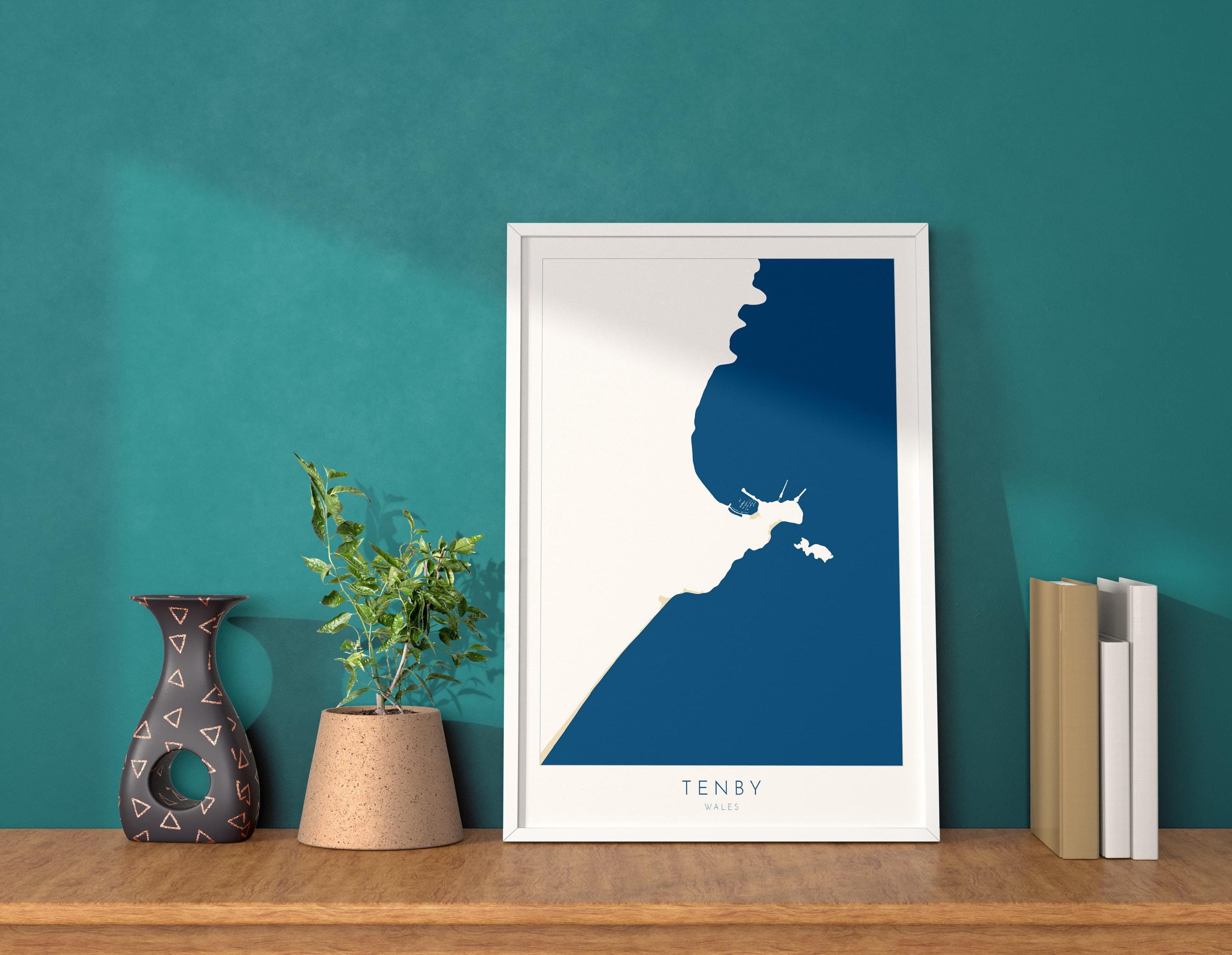 Tenby Map Print - Tenby Beach Art, Wales Map Art, Tenby Wales Travel Poster, Pembrokeshire Coast, A1, A2, A3, A4, Tenby Gift, Wales Art UK