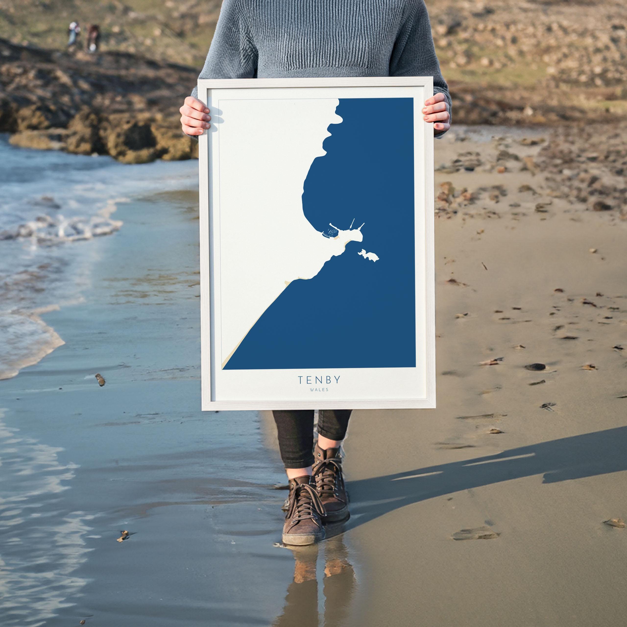 Tenby Map Print - Tenby Beach Art, Wales Map Art, Tenby Wales Travel Poster, Pembrokeshire Coast, A1, A2, A3, A4, Tenby Gift, Wales Art UK