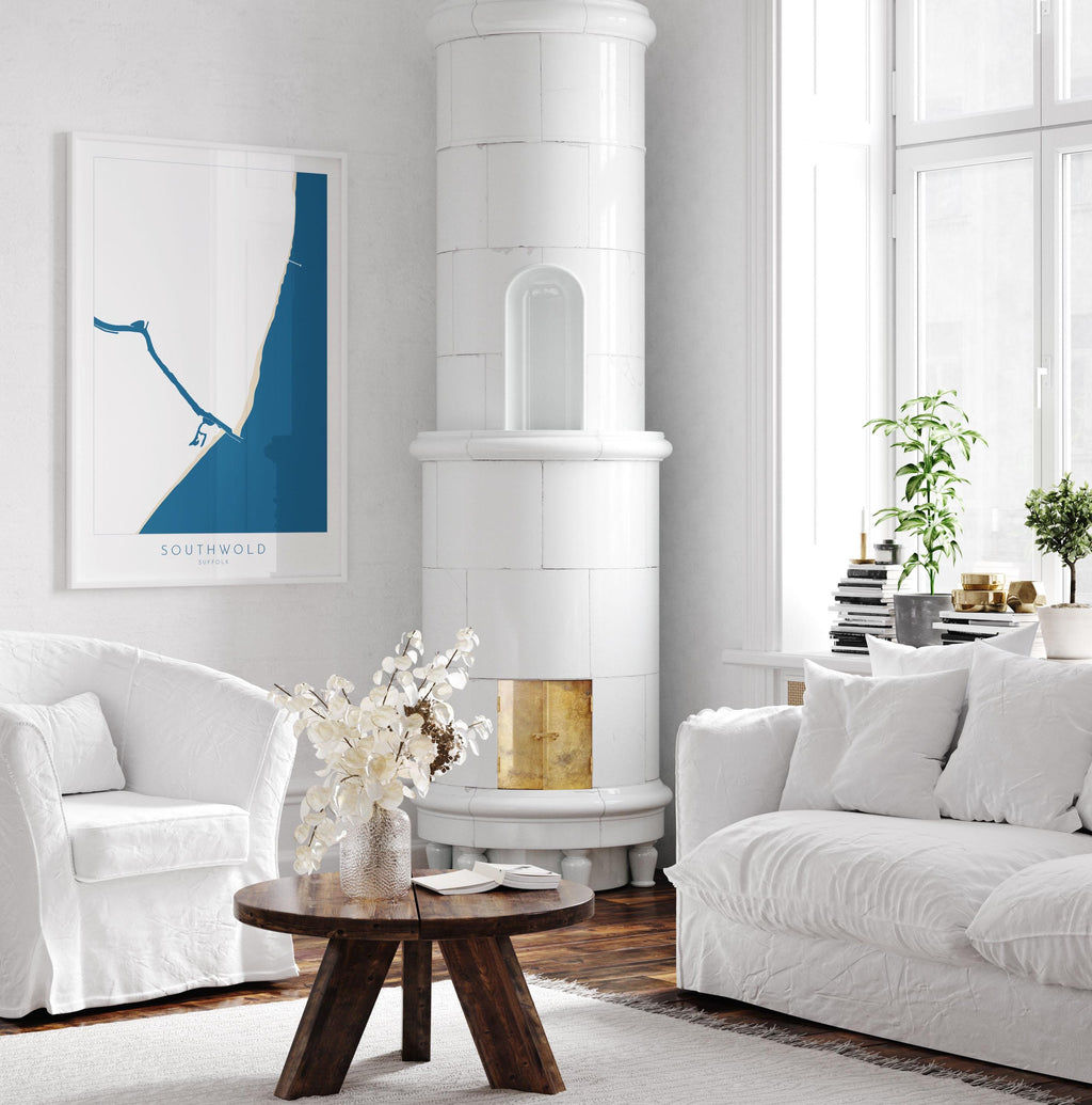 Southwold Art - Suffolk Map, Southwold Map Art, Suffolk Coast, Suffolk Travel Print, River Blyth