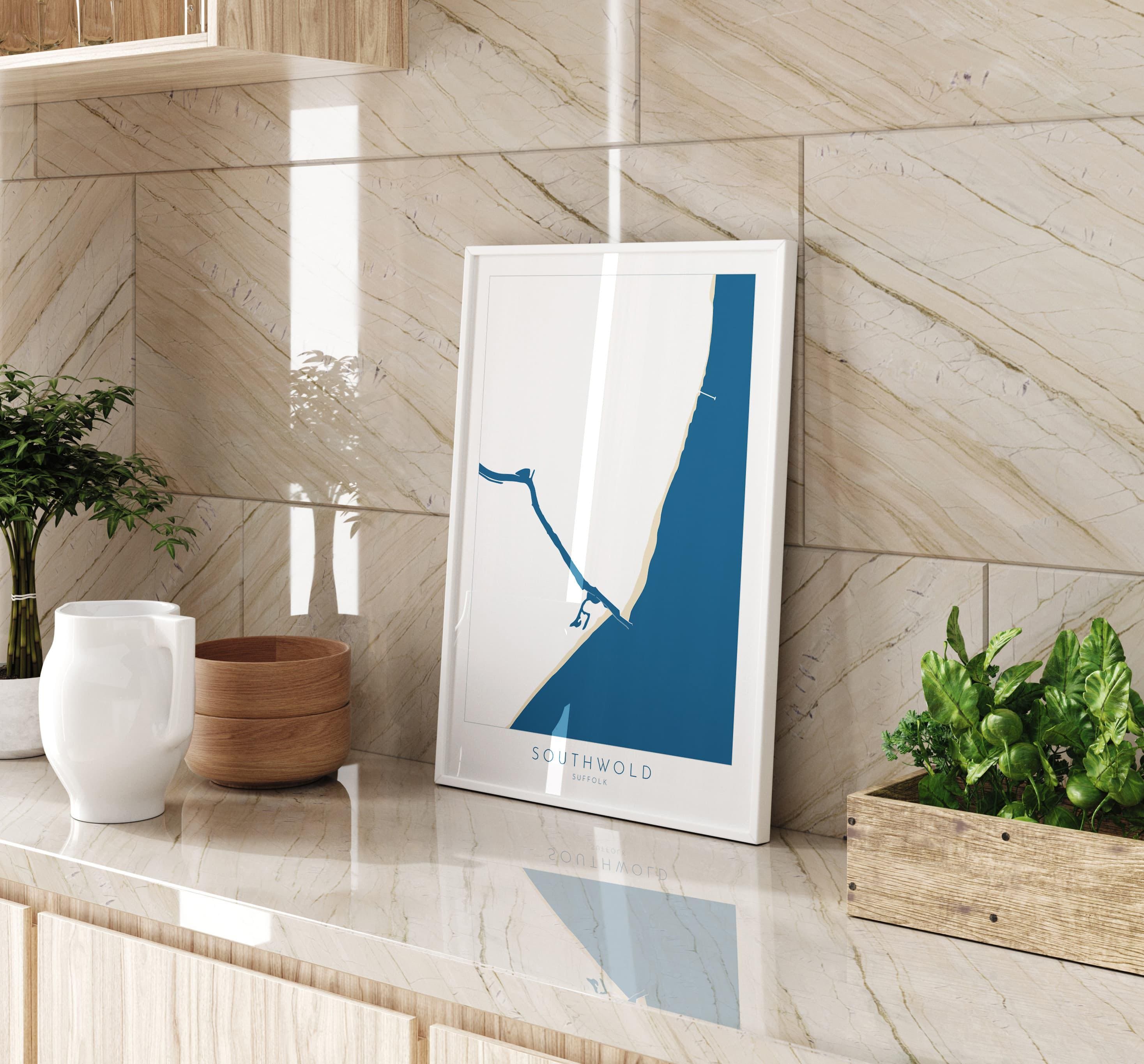 Southwold Art - Suffolk Map, Southwold Map Art, Suffolk Coast, Suffolk Travel Print, River Blyth